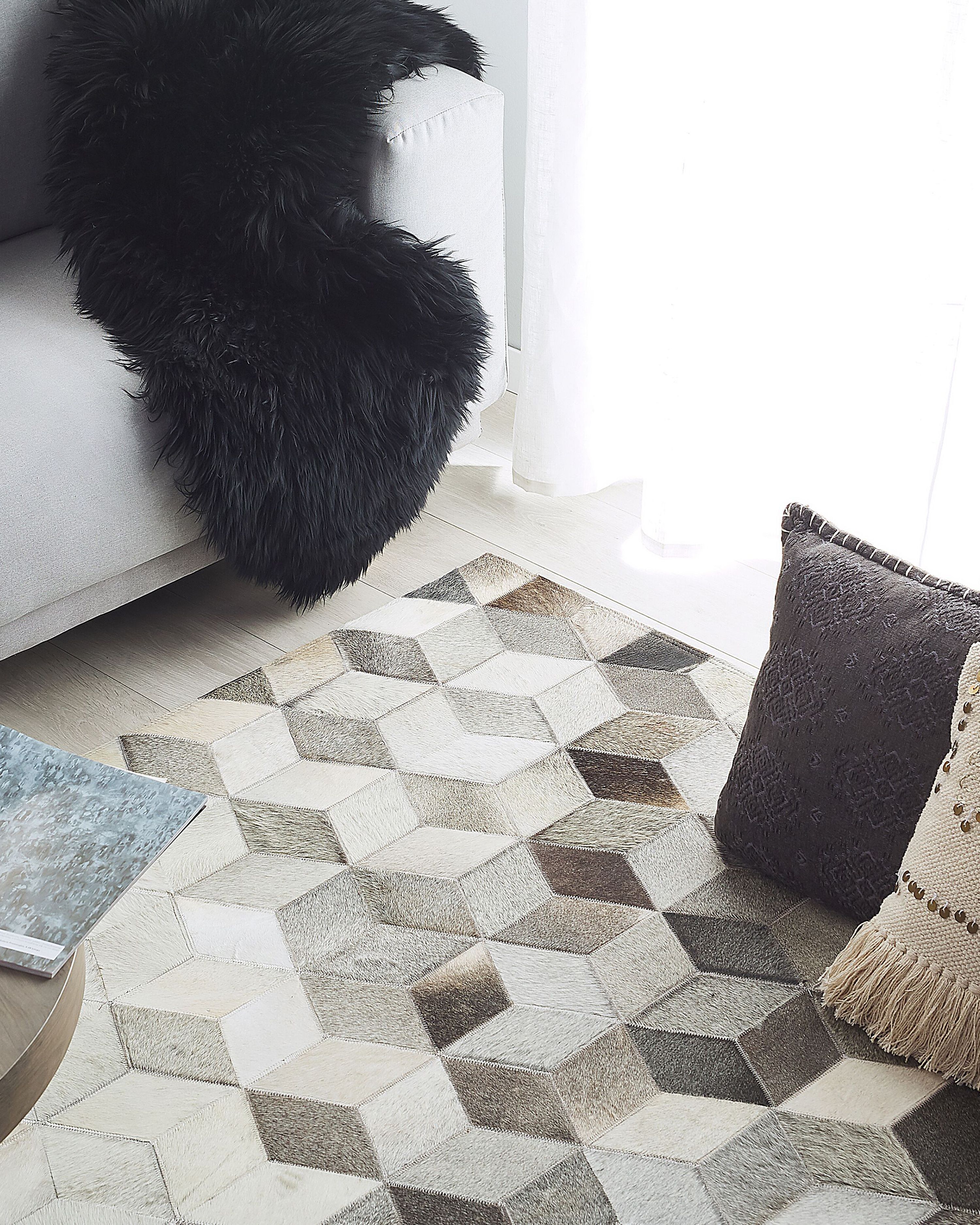 Rug SASON Beige 160 x 230 cm Leather