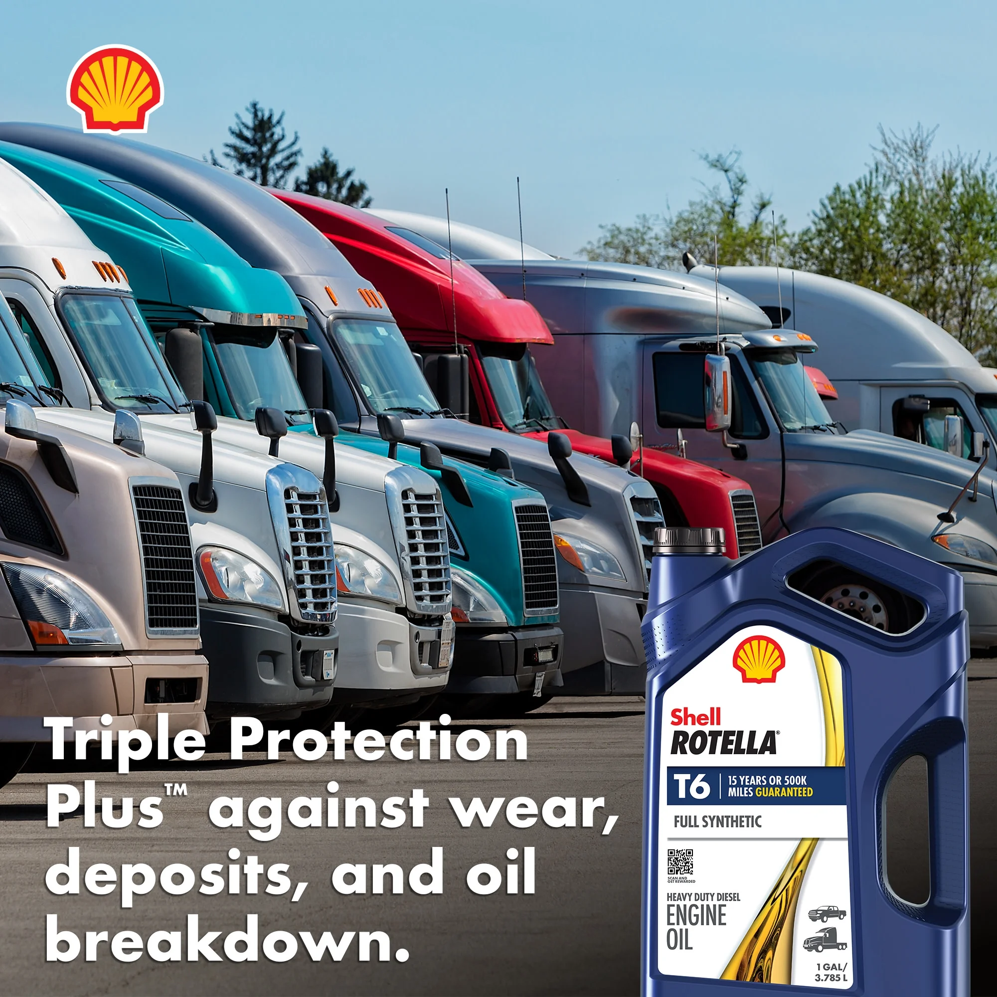 (3 pack) Shell Rotella T6 Full Synthetic 15W-40 Motor Oil, 1 Gallon (3 Pack) - Image 7