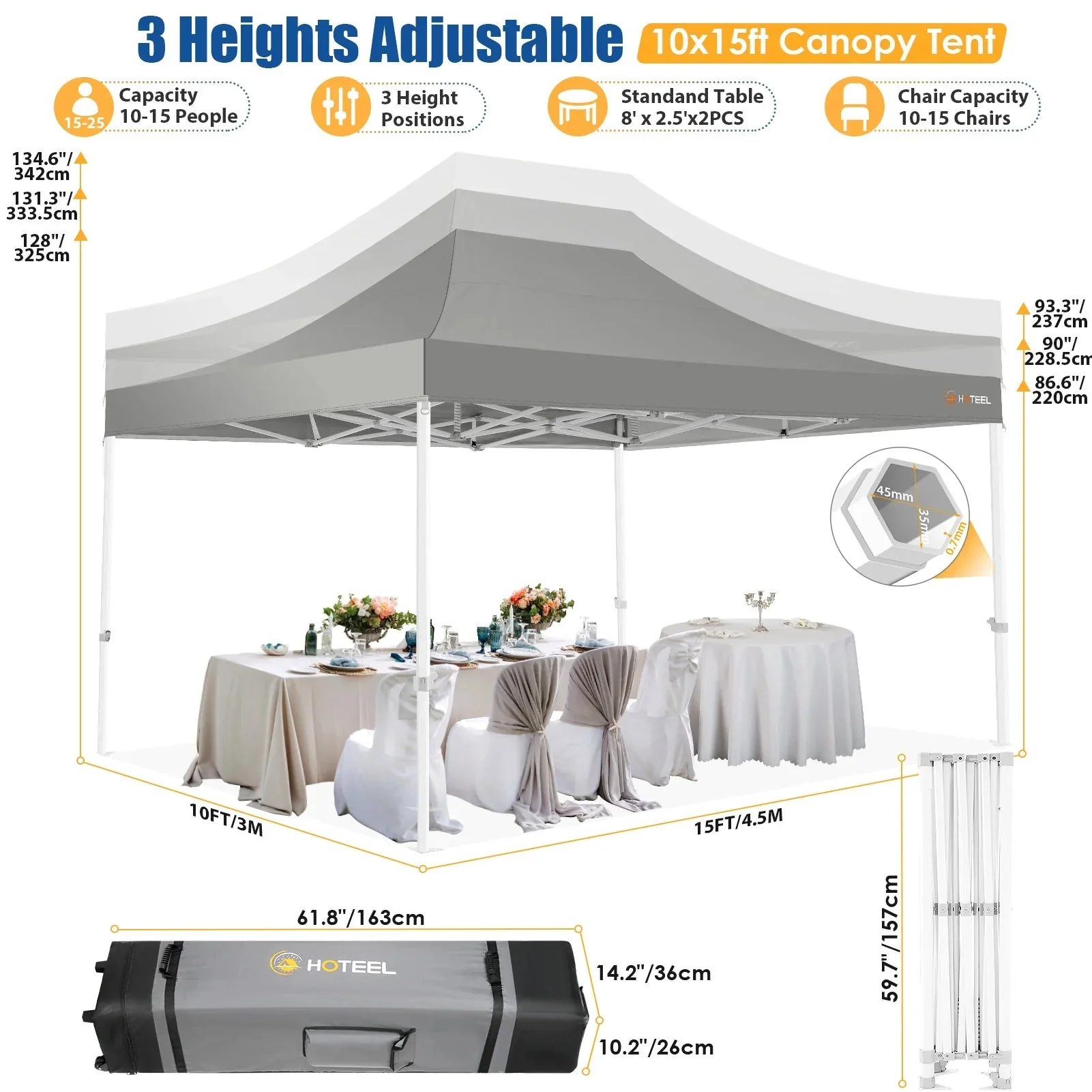 HOTEEL Heavy Duty Pop-Up Canopy Tent 10x15, 4 Sidewalls, Black - Image 27 HOTEEL Heavy Duty Pop-Up Canopy Tent 10x15, 4 Sidewalls, Black - Image 27