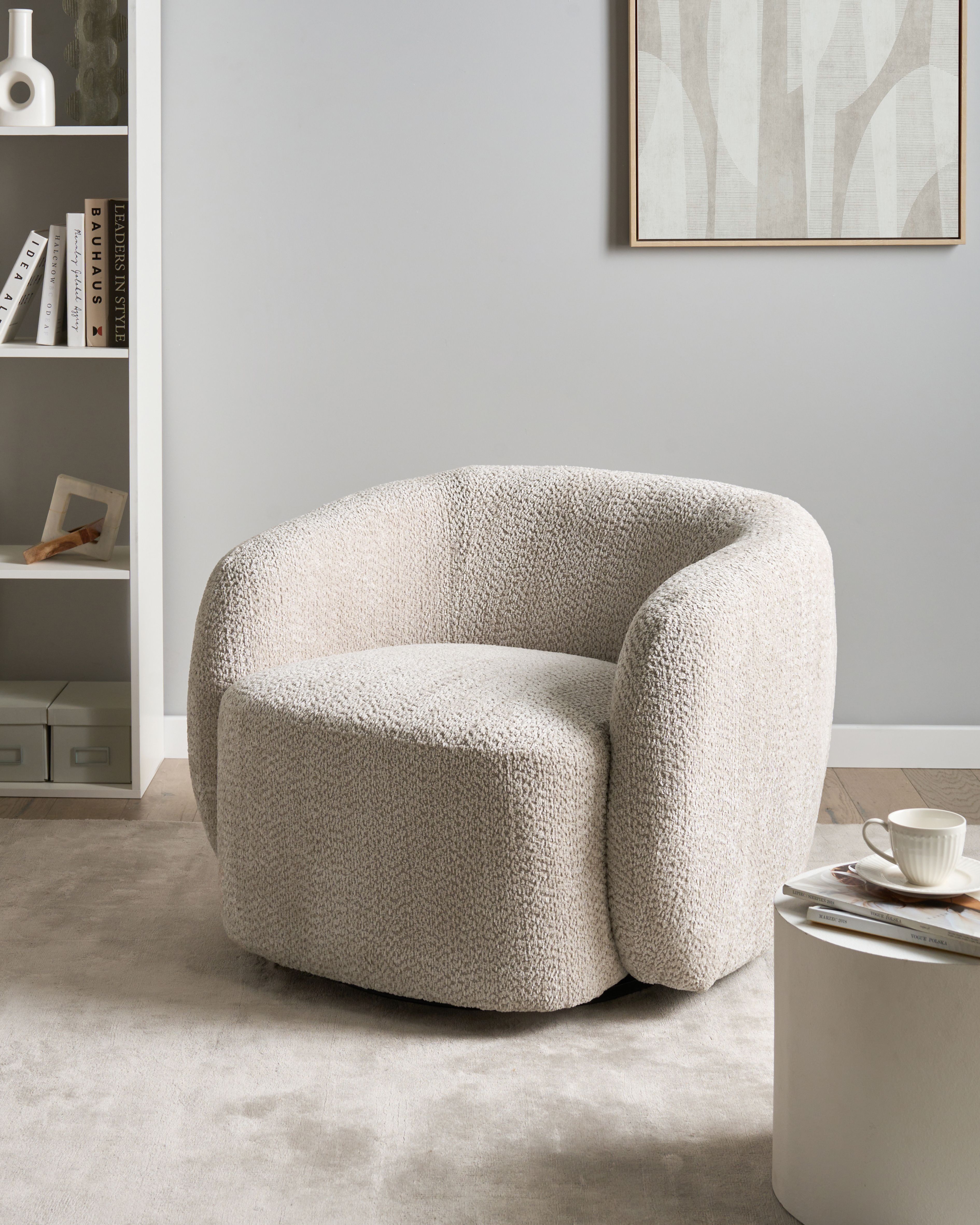Swivel Armchair TORE Fabric Beige