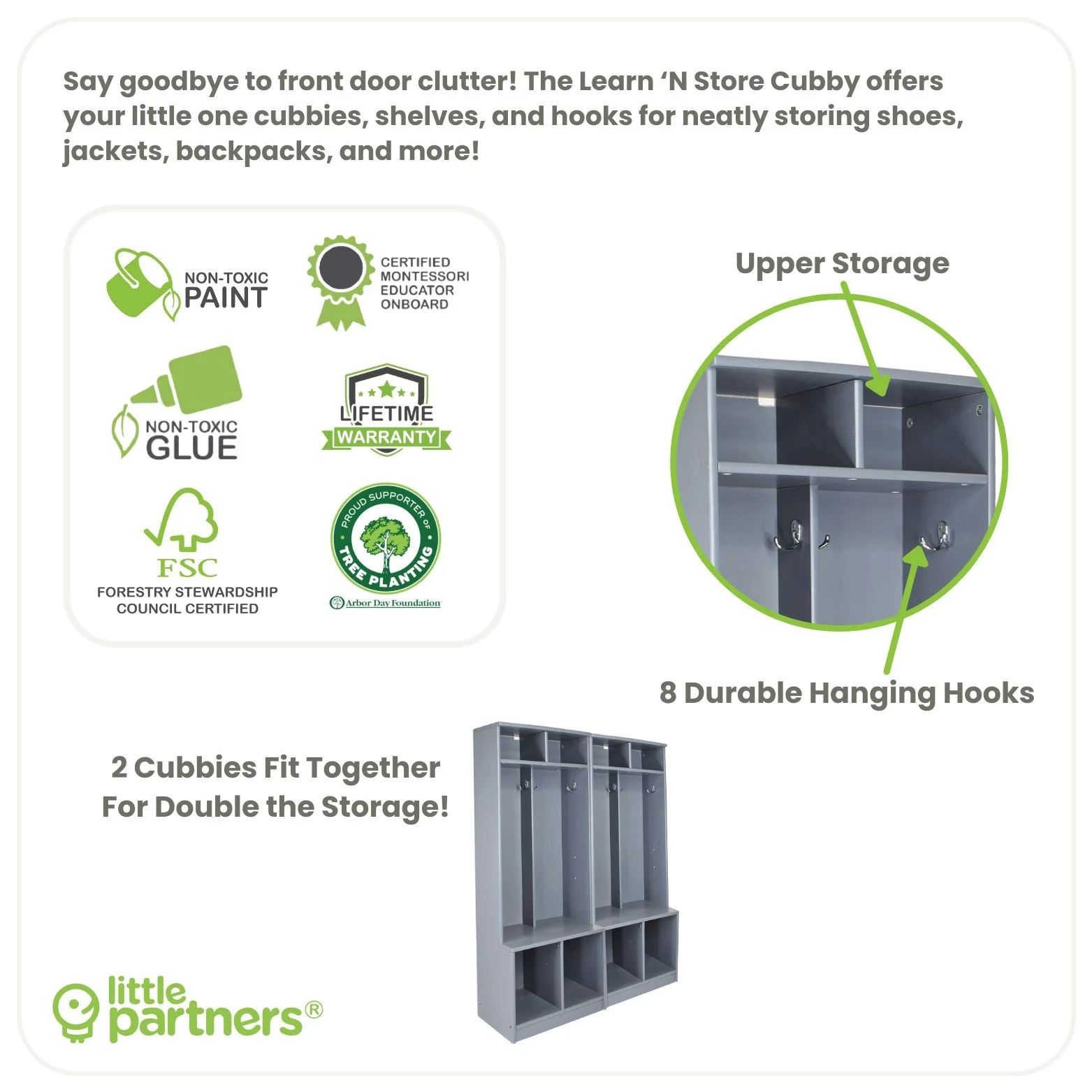 Little Partners Locker Cabinet Cubby Organizer, Learn 'N Store Wooden Classroom Cubbies Compartment Lockers for Storage of Toddlers and Kids Coats, Equipment, Backpacks - Espresso - Image 30