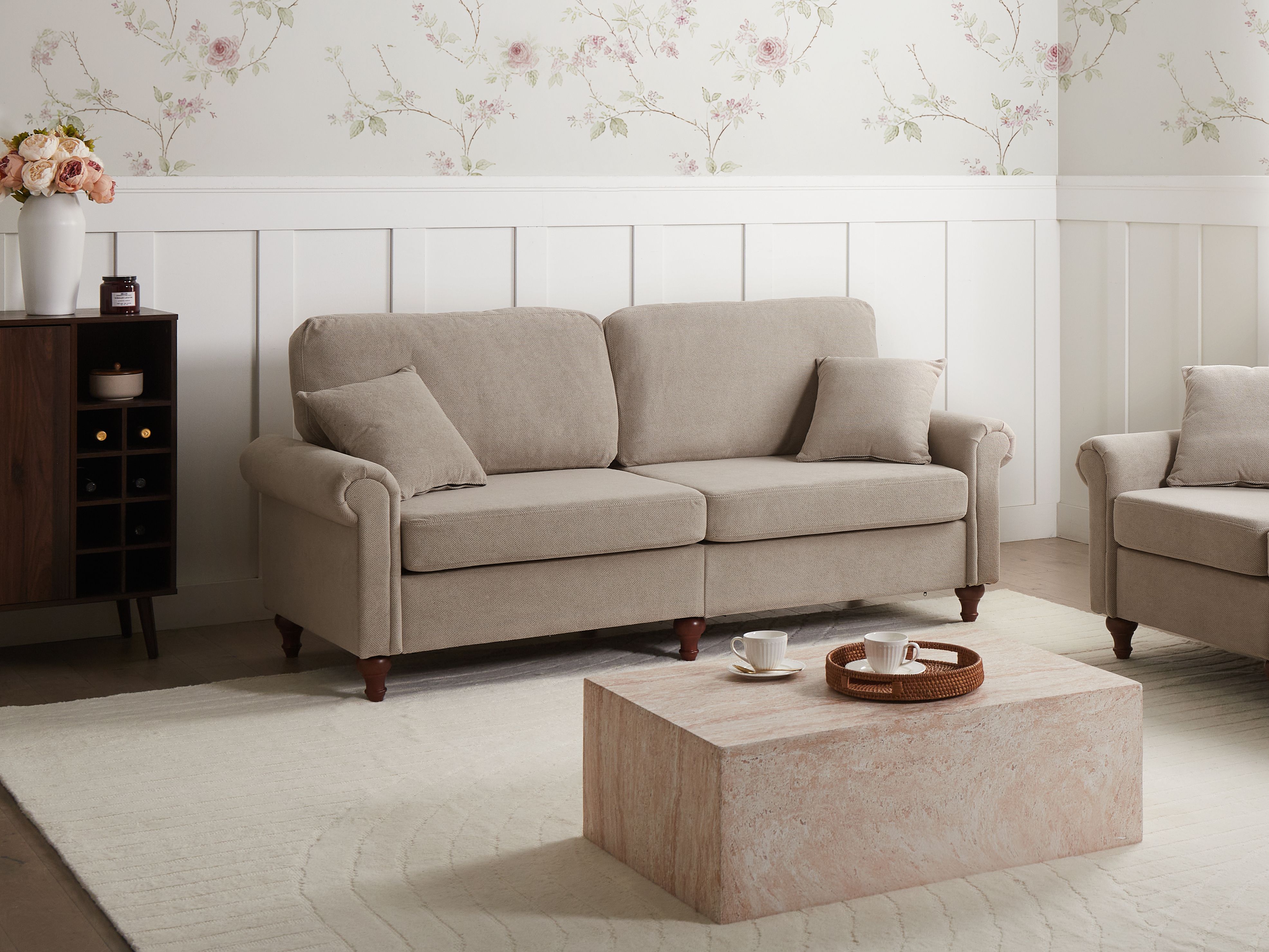 Sofa 3 Seater GINNERUP Fabric Taupe