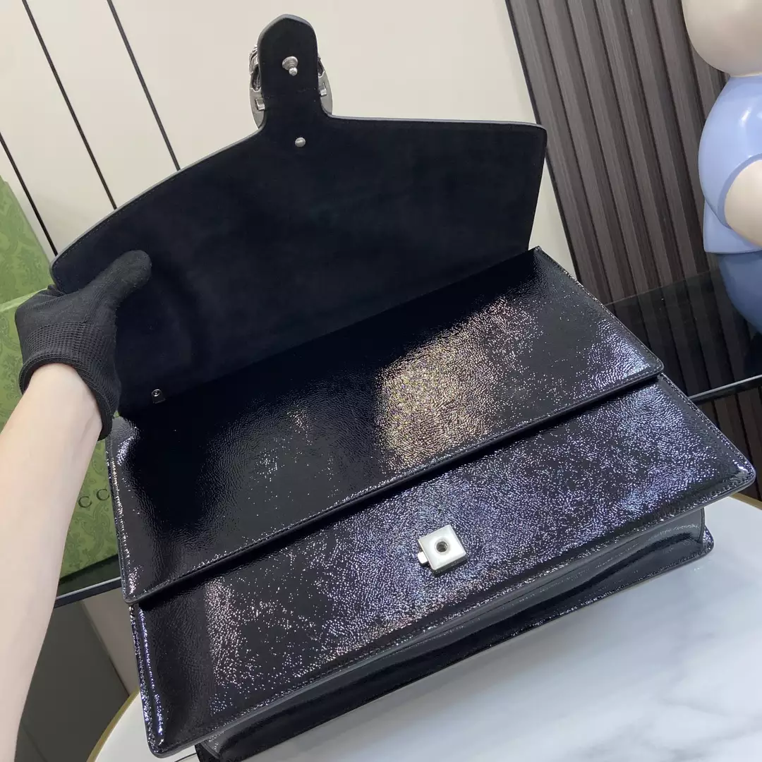 Dionysus Large Shoulder Bag in Black Patent Leather1:1High-quality replica