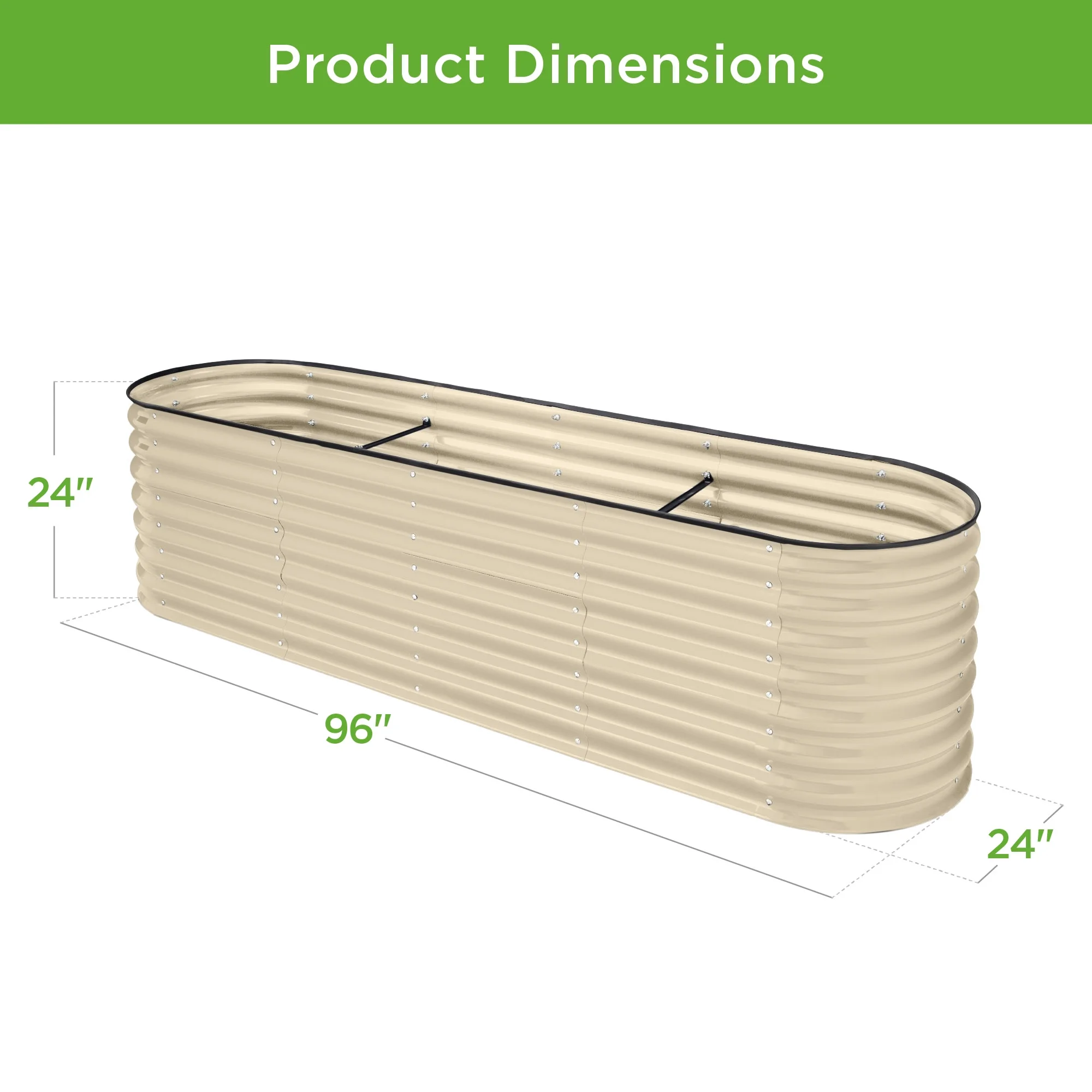 Best Choice Products 8x2x2ft Metal Raised Garden Bed, Oval Outdoor Planter Box w/ 4 Support Bars - Charcoal - Image 37