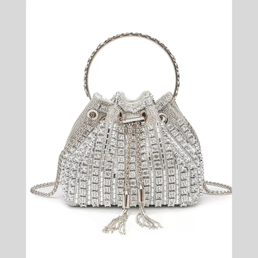 Rhinestone Embellished Bucket Crossbody Bag - ZKZOOK