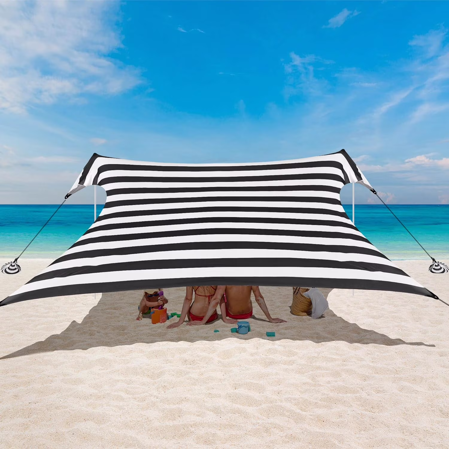 Beach Tent, UPF 50+ Beach Canopy Sun Shade, Portable 10×10 FT Large Pop-Up Beach Tent Sun Shelter with Sand Anchors, Ground Pegs, Easy Setup for Beach, Camping, Park, and Backyard Fun - Image 9