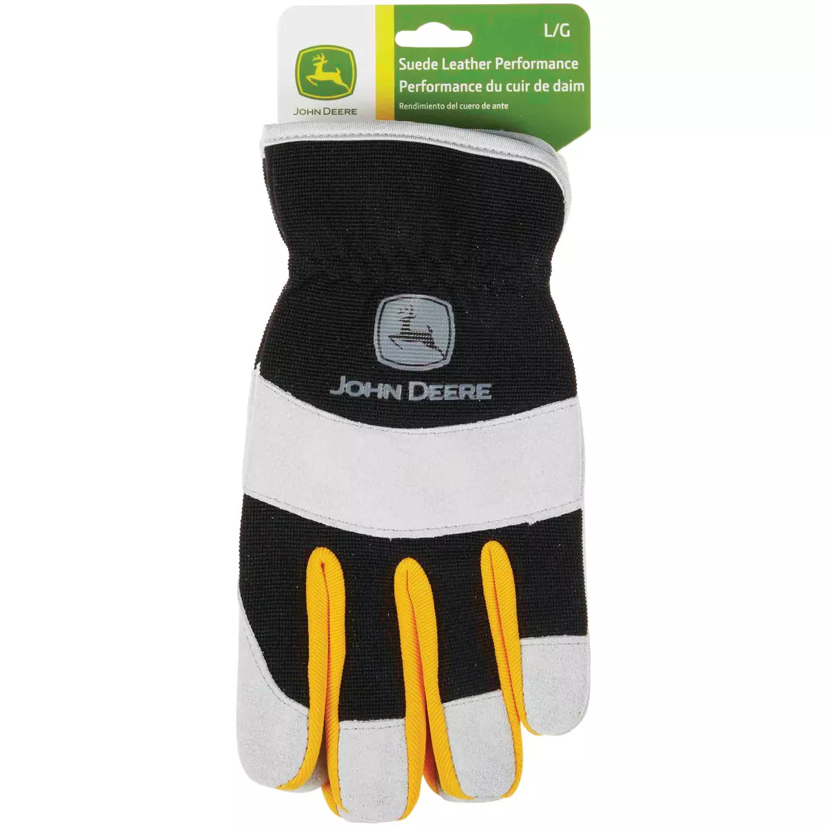 John Deere Men's Large Cowhide Leather Black Work Glove