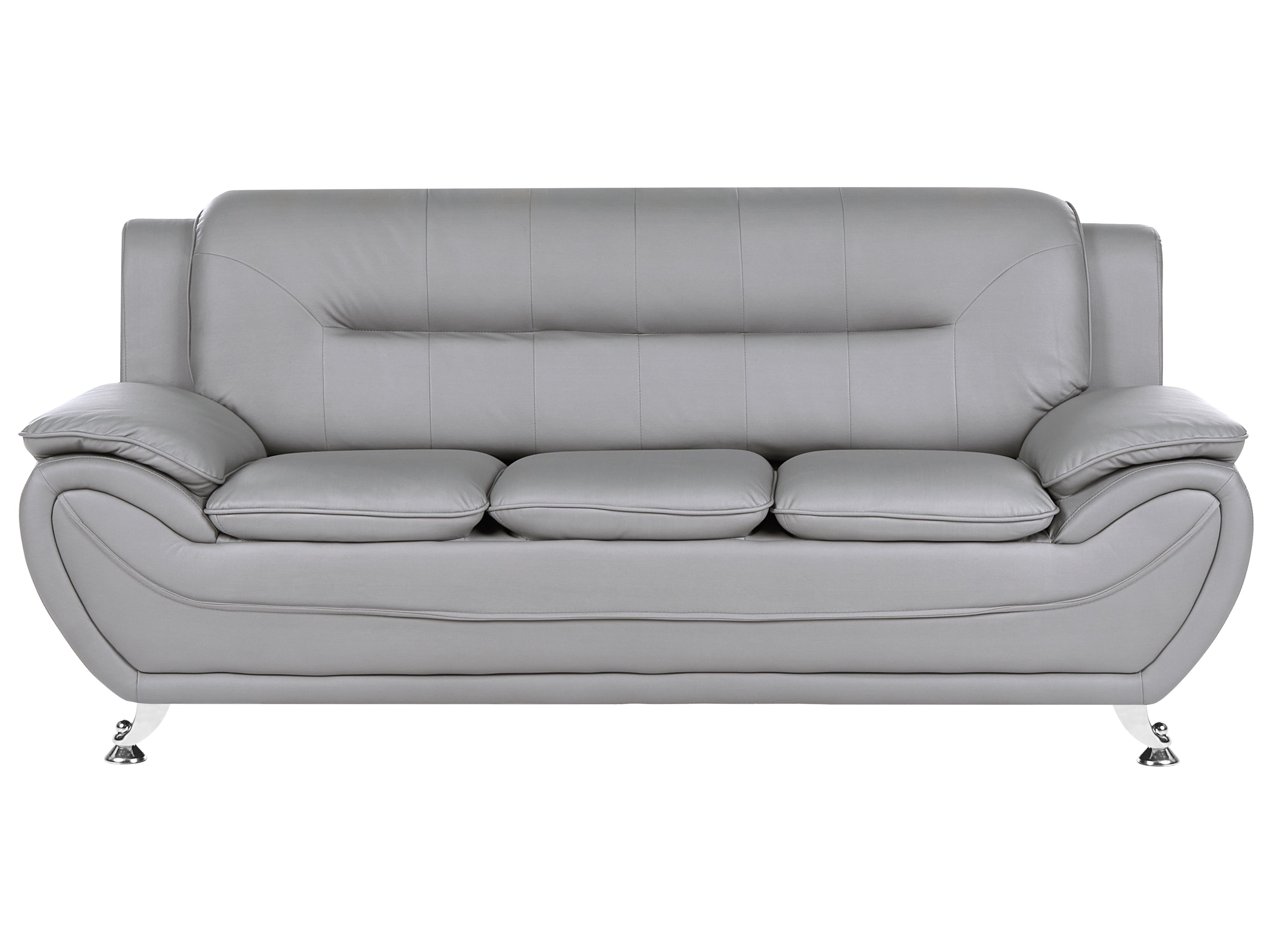 Sofa 3 Seater LEIRA Faux Leather Grey