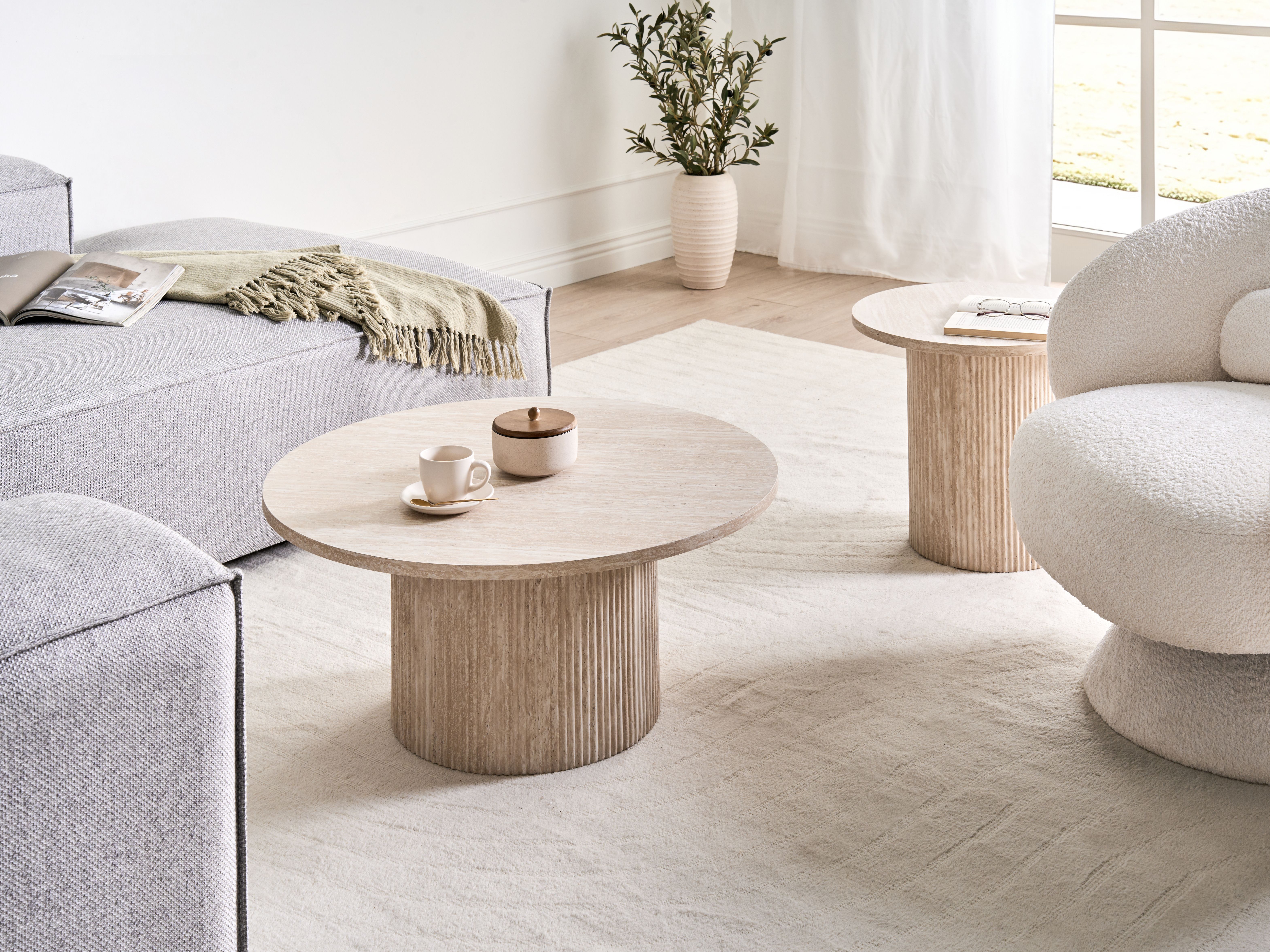 Coffee Table AMMON Travertine Effect