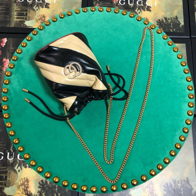 Replica Gucci Gg Marmont Mini Bucket Bag 575163 Beige/Black1:1High-quality replica