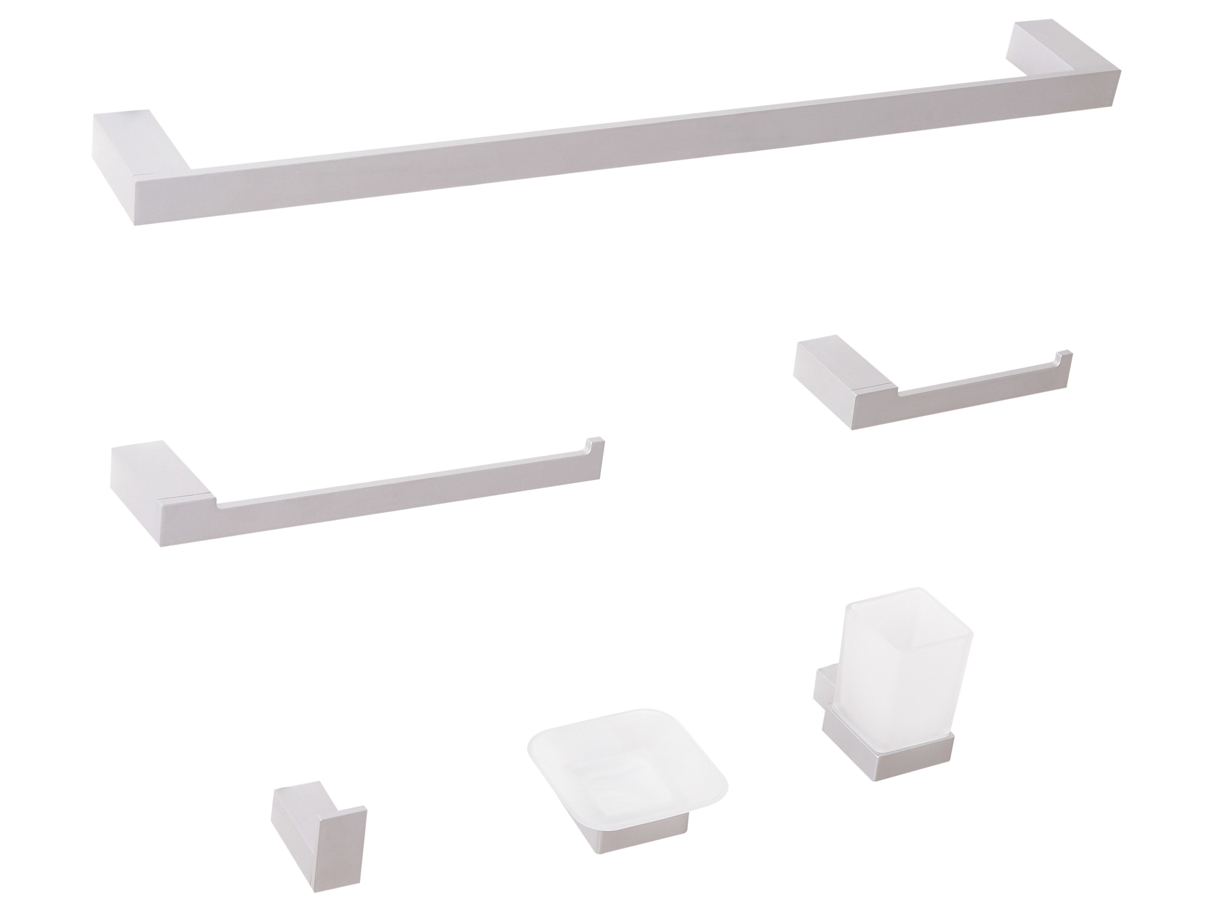 6-Piece Bathroom Hardware Set TUMACO with Towel Bars and Hooks Silver