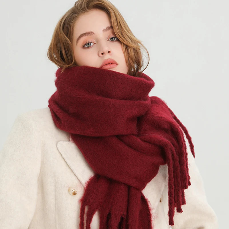 Luxe Kasjmier Sjaal Dames met Grote Kwastjes voor Winterse Stijl en Comfort