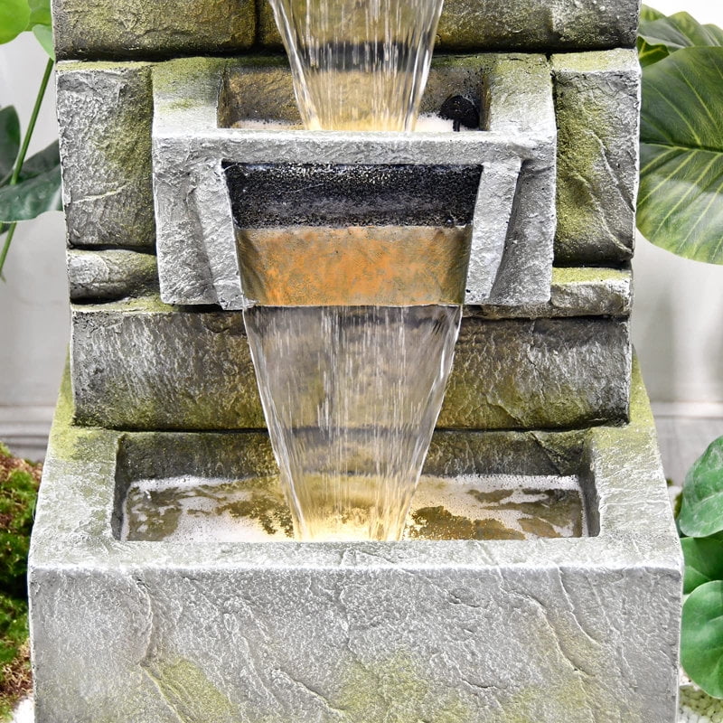 5-Tier Modern Cascading Indoor/Outdoor Fountain With LED Lights - Resin and Fiberglass - Image 8 5-Tier Modern Cascading Indoor/Outdoor Fountain With LED Lights - Resin and Fiberglass - Image 8
