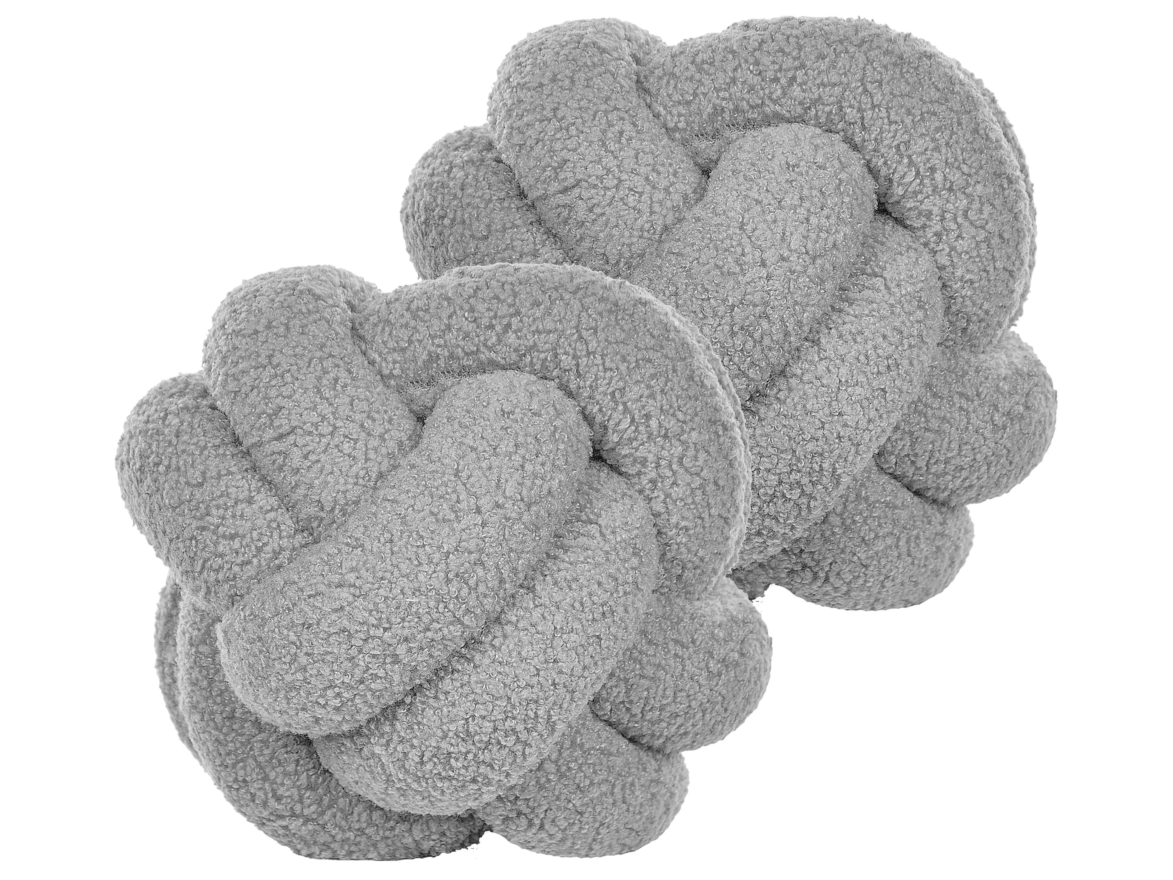Set of 2 Decorative Cushions MALNI Boucle 19 x 19 cm Grey Solid