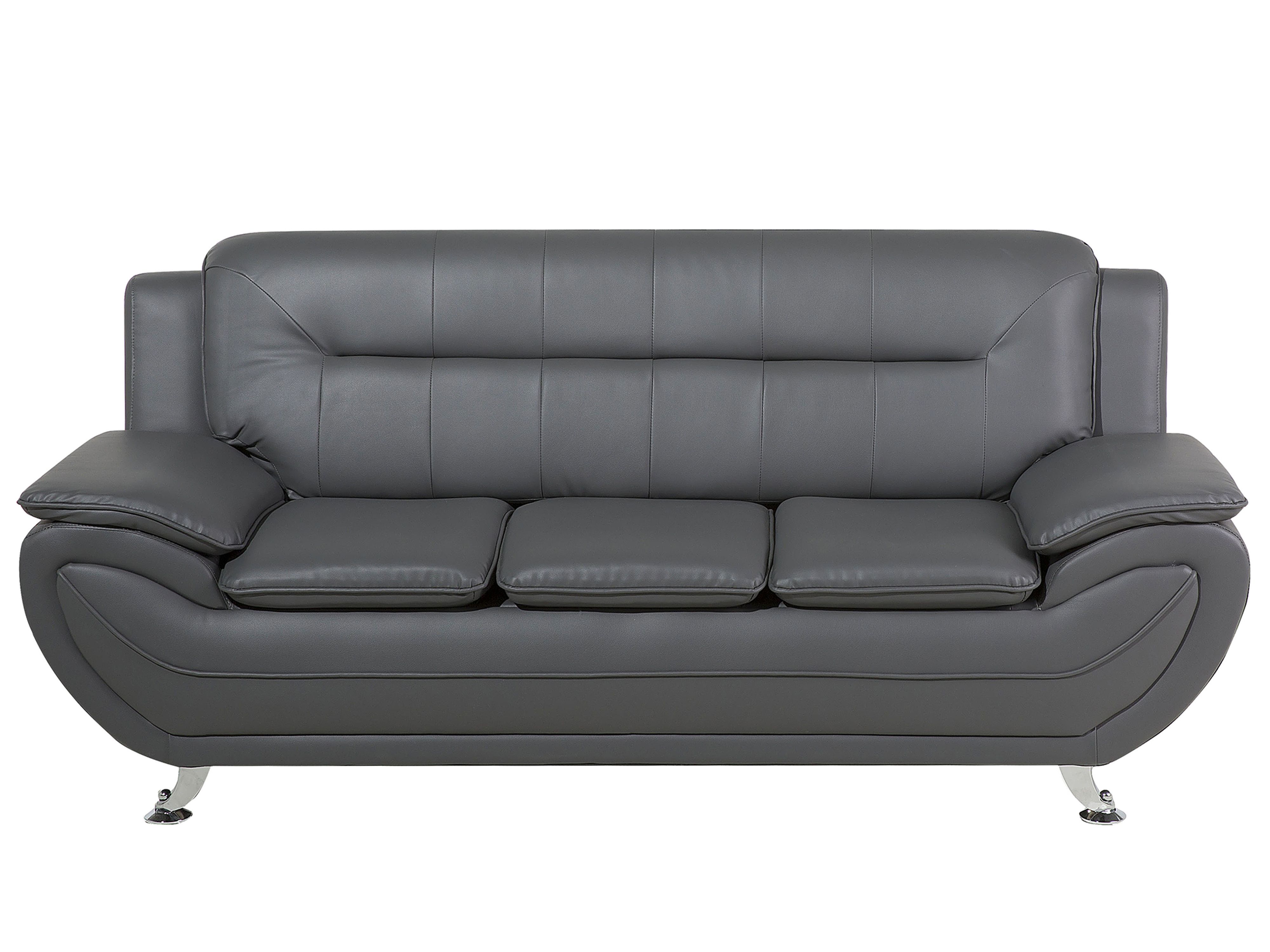 Sofa 3 Seater LEIRA II Faux Leather Grey