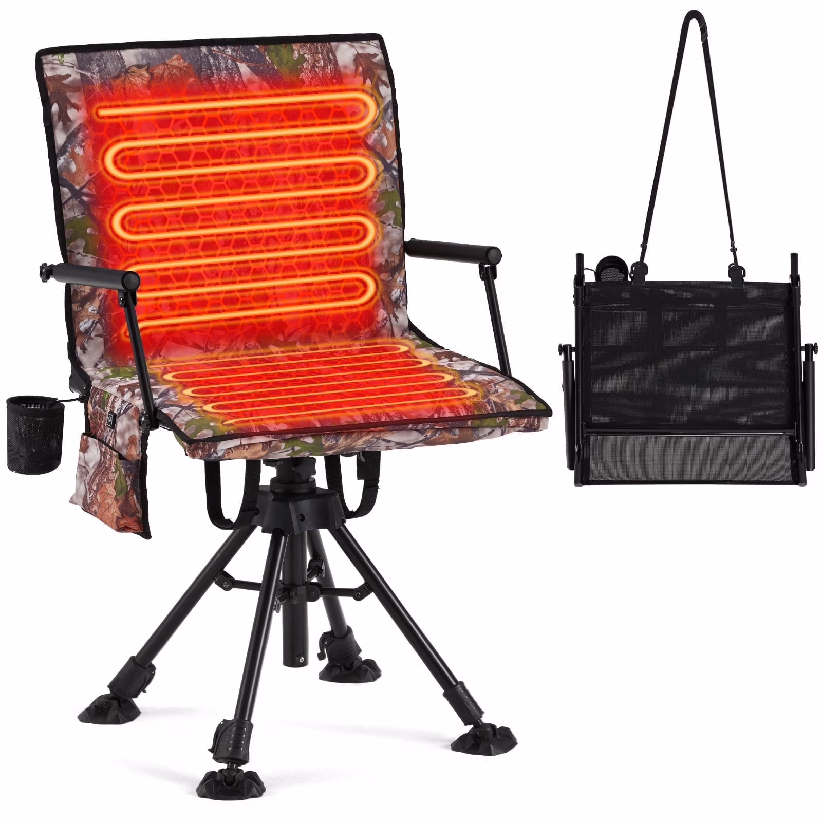 Danrelax 360�� Silent Camo Hunting Blind Chair, Armrests, Side Pouch, Telescopic Legs - Image 5