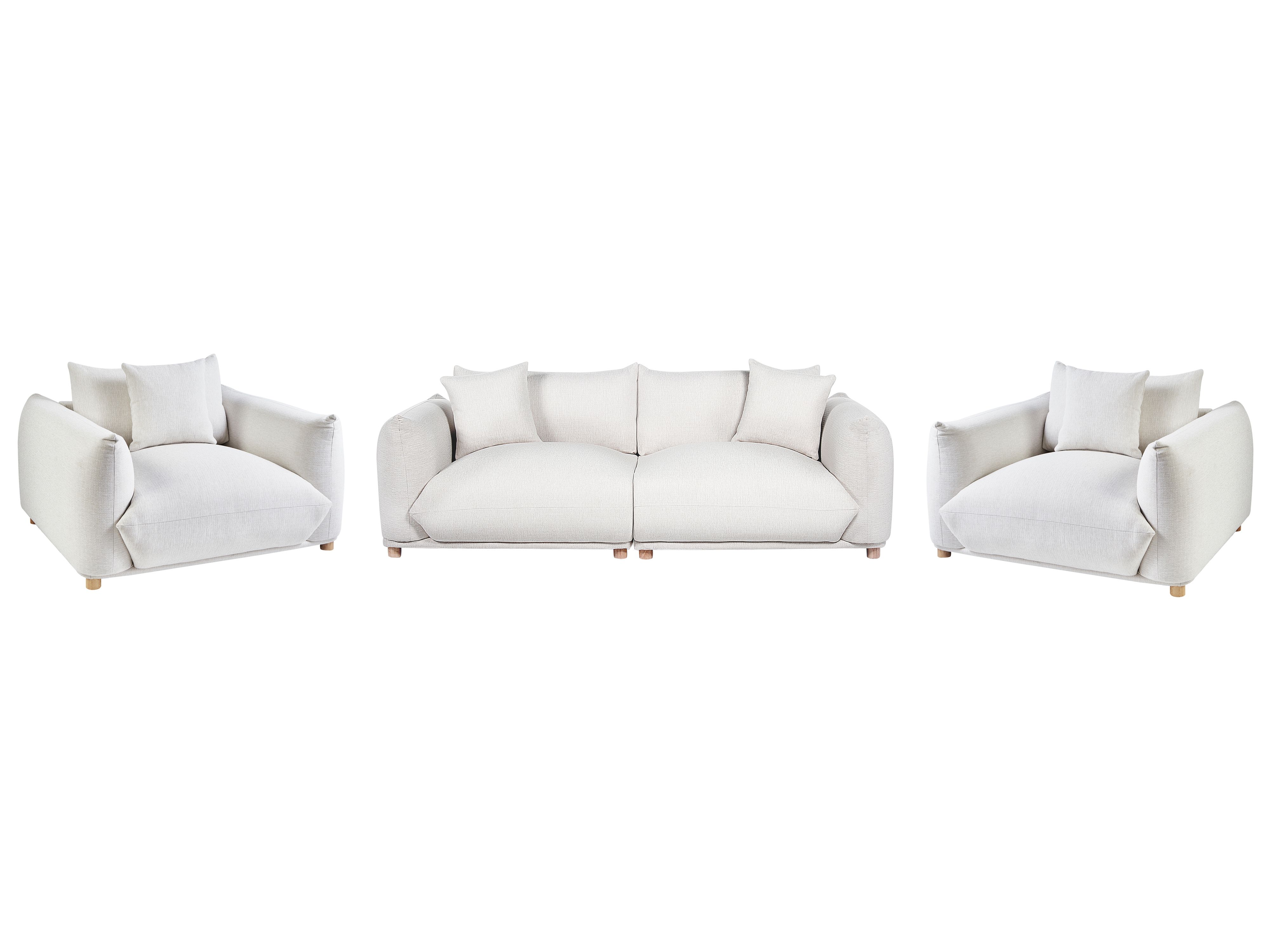 Living Room Set 5 Seater LUVOS Fabric Off-White