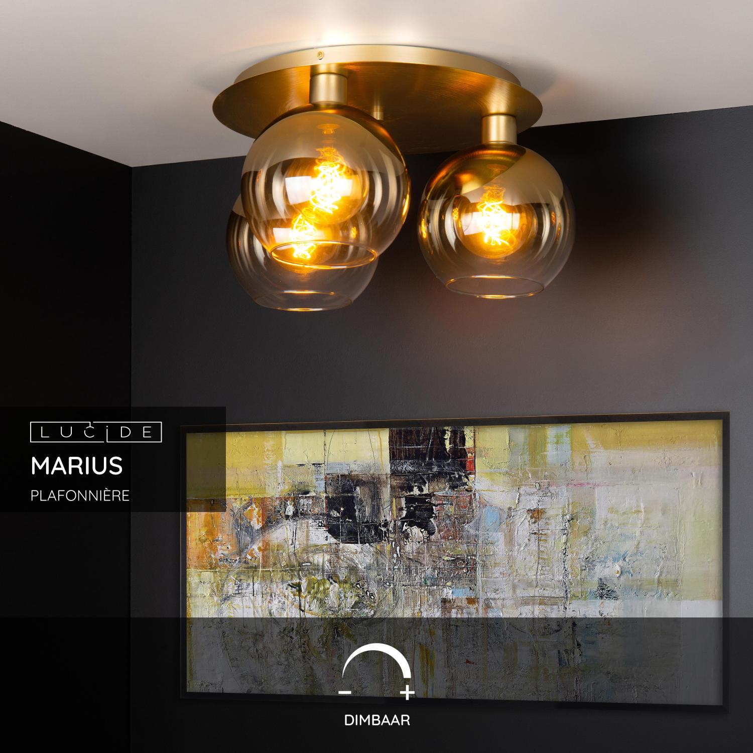 Marius 3 plafondlamp Ø50 messing
