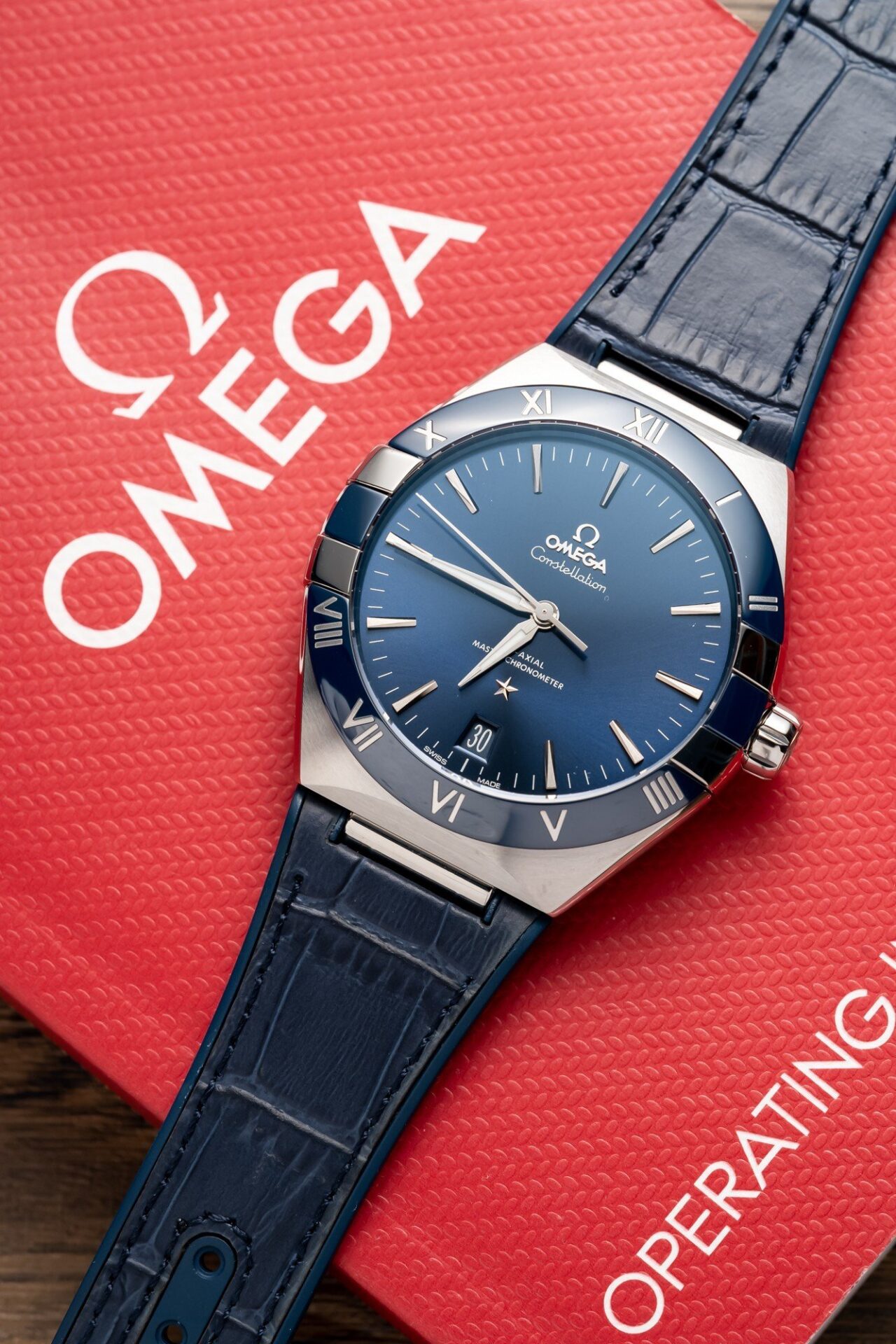 Omega Constellation Replica 11 Watch Blue Dial Leather Strap 41mm - Elite Watch Atelier