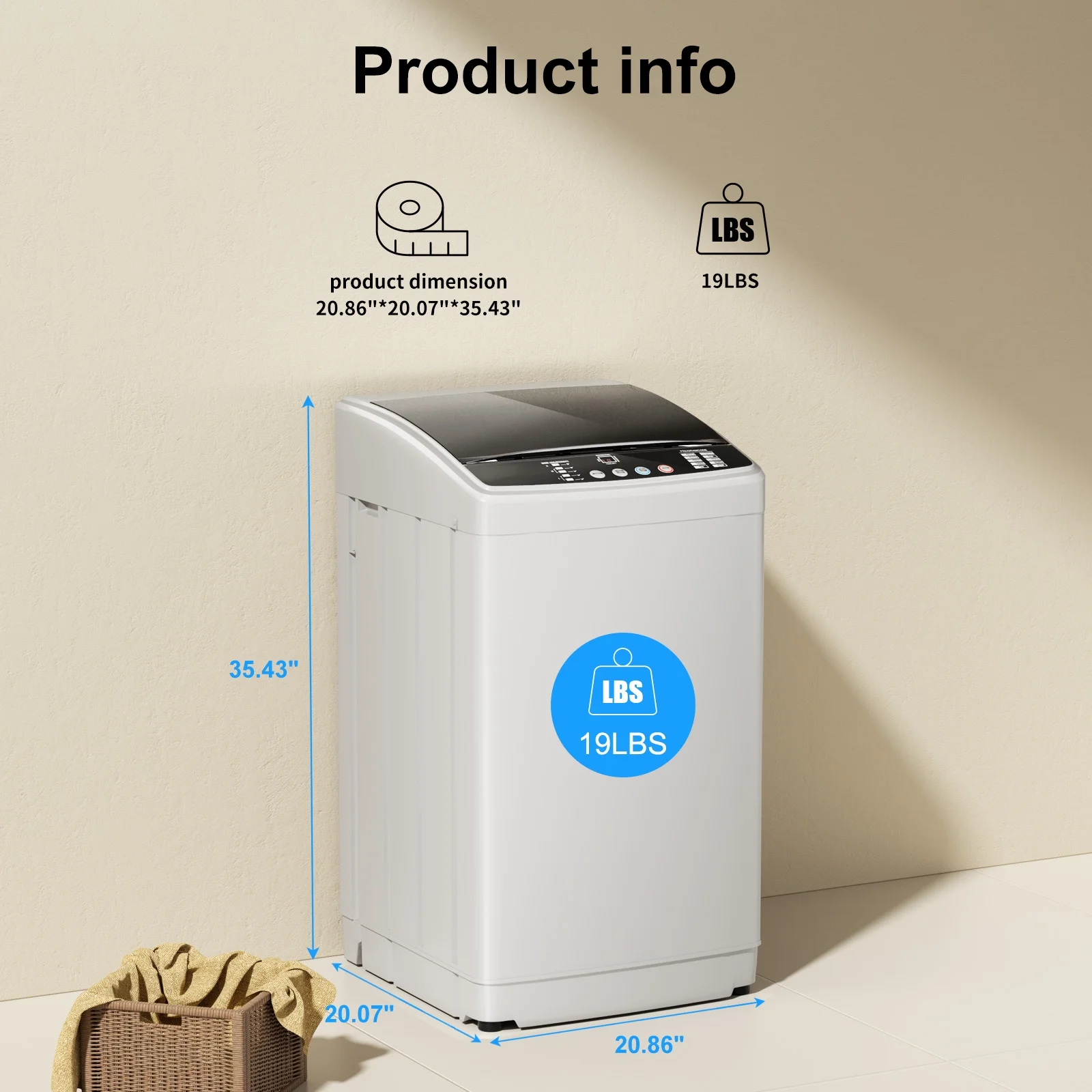 TABU Washer and Dryer Set, 17.6LBS Full Automatic Washing Machine & 8.8LBS Portable Dryer (Gray&White) - Image 23