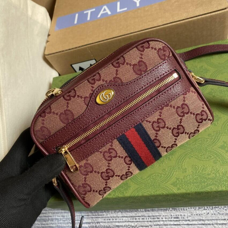 Replica Gucci Ophidia Mini Bag With Web 517350 Burgundy1:1High-quality replica