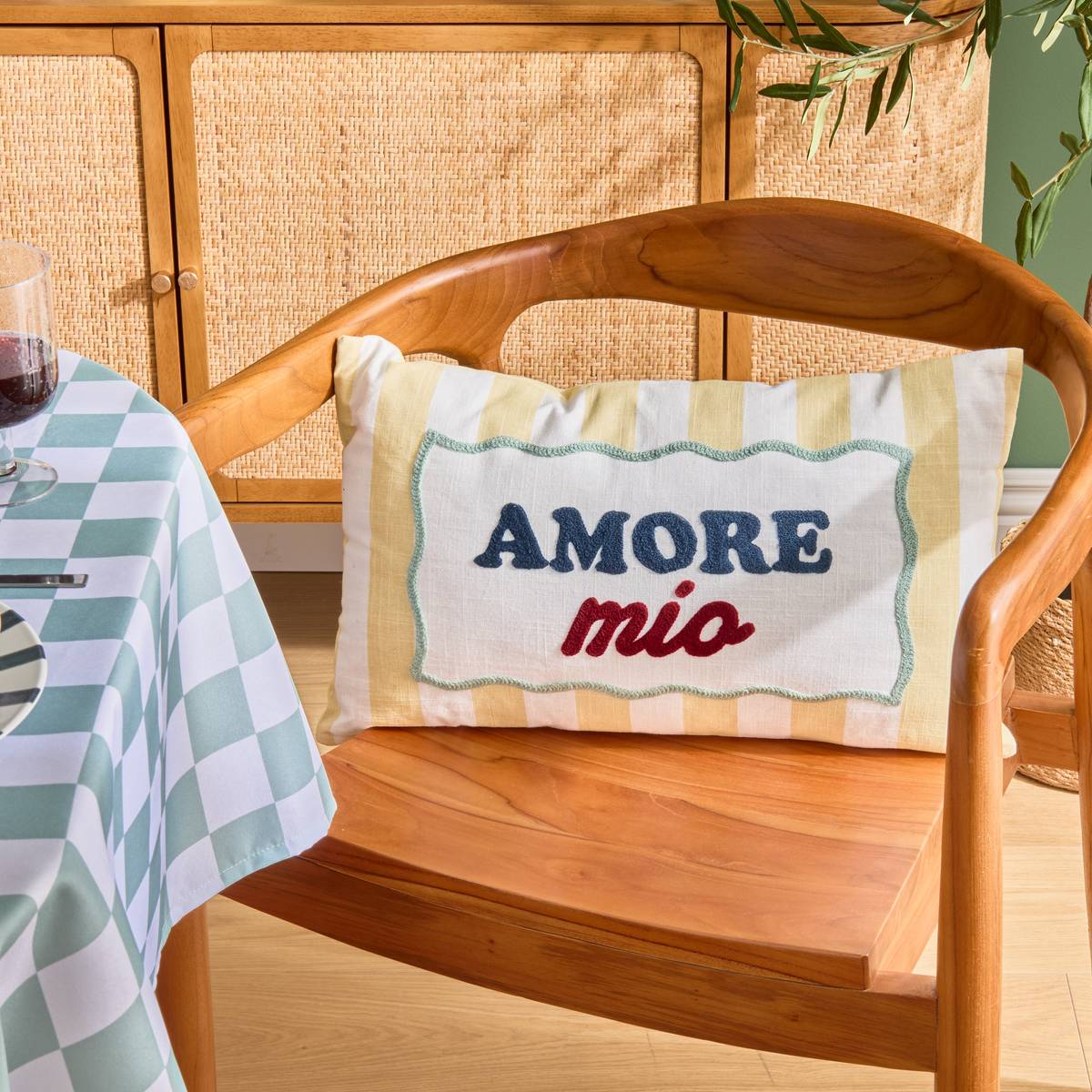 Cushion "Della pasta" celadon green, 40x40 cm