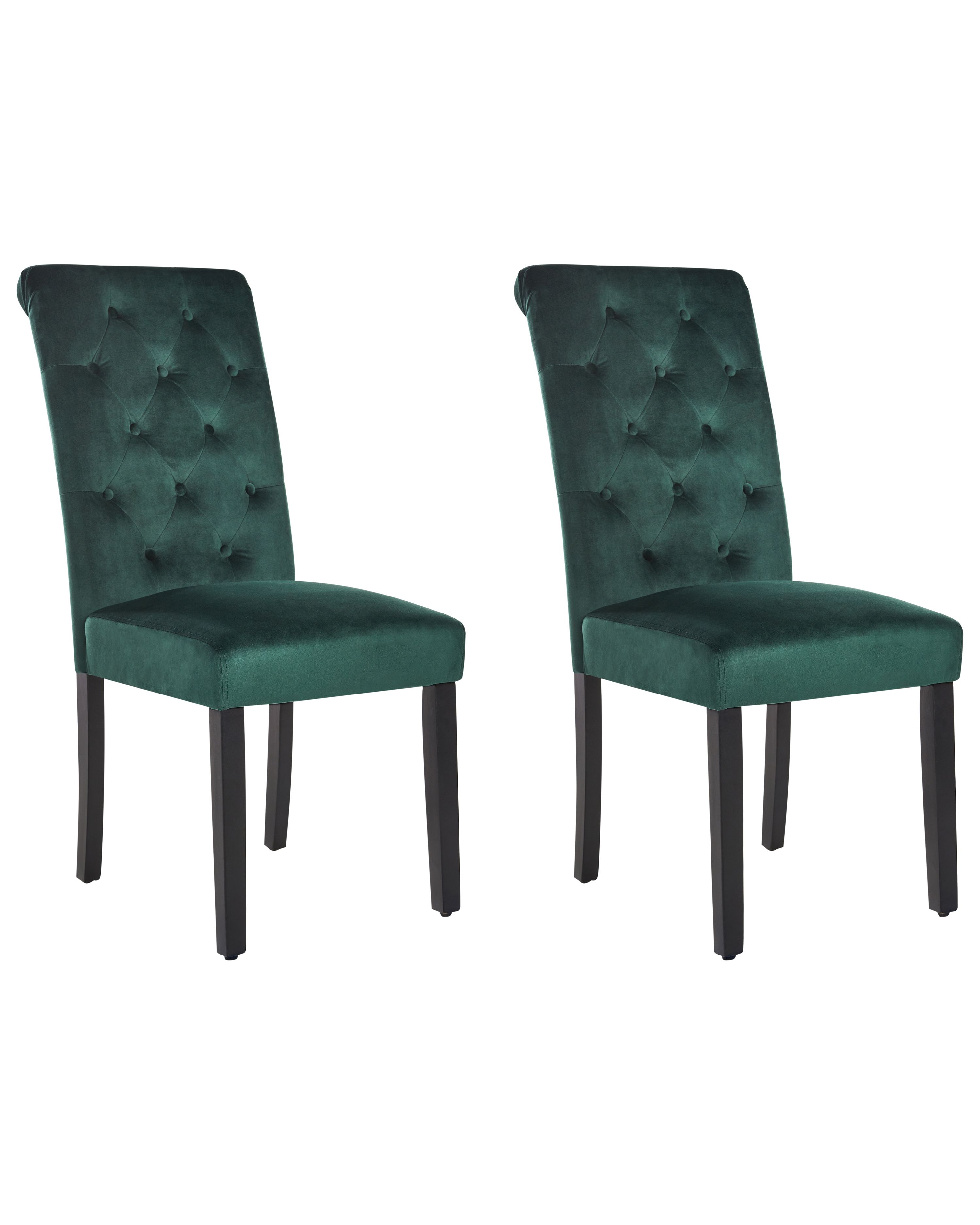 Set of 2 Dining Chairs VELVA Velvet Dark Green