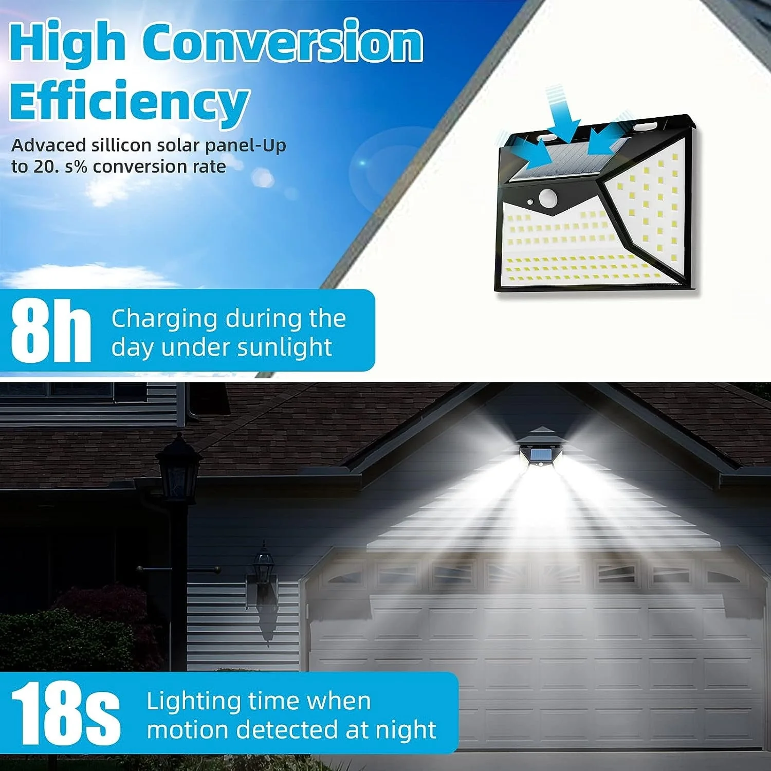 SZRSTH Solar Outdoor Lights, [118 LED/6 Packs] Motion Sensor Security Lights with 3 Lighting Modes Wireless Solar Wall Lights Waterproof for Garden Fence Yard Deck Garage