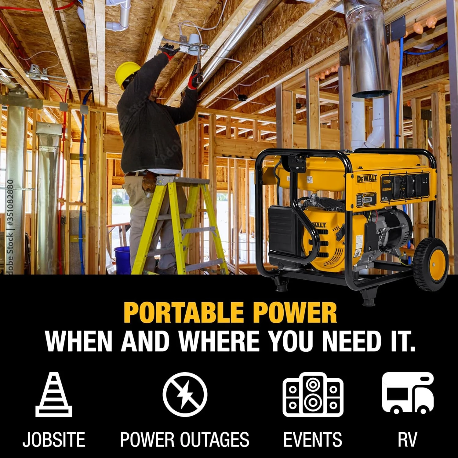 DeWalt Portable Gas Generator 5 000 Starting Watts, 4 000 Running Watts, 223cc - DXGNR4000 - Image 6 DeWalt Portable Gas Generator 5 000 Starting Watts, 4 000 Running Watts, 223cc - DXGNR4000 - Image 6