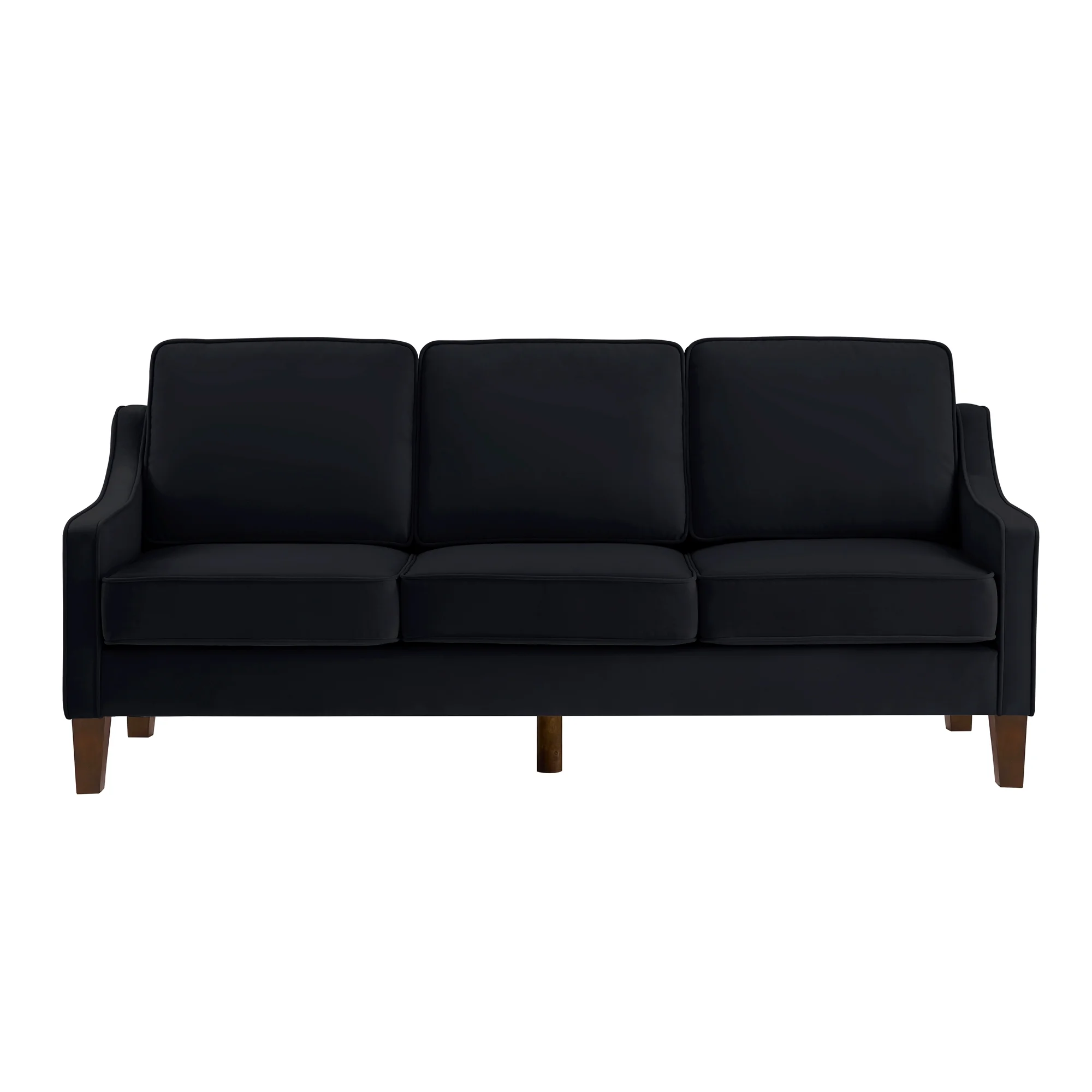 Living Room Sofas Modern 3 Person seat Sofa Couch with Scooped Armrest/Wood legs,Upholstered Velvet 3-seat Sofa with Removable Cushions for Livingroom Bedroom,Black,Comfortable Sofas - Image 4