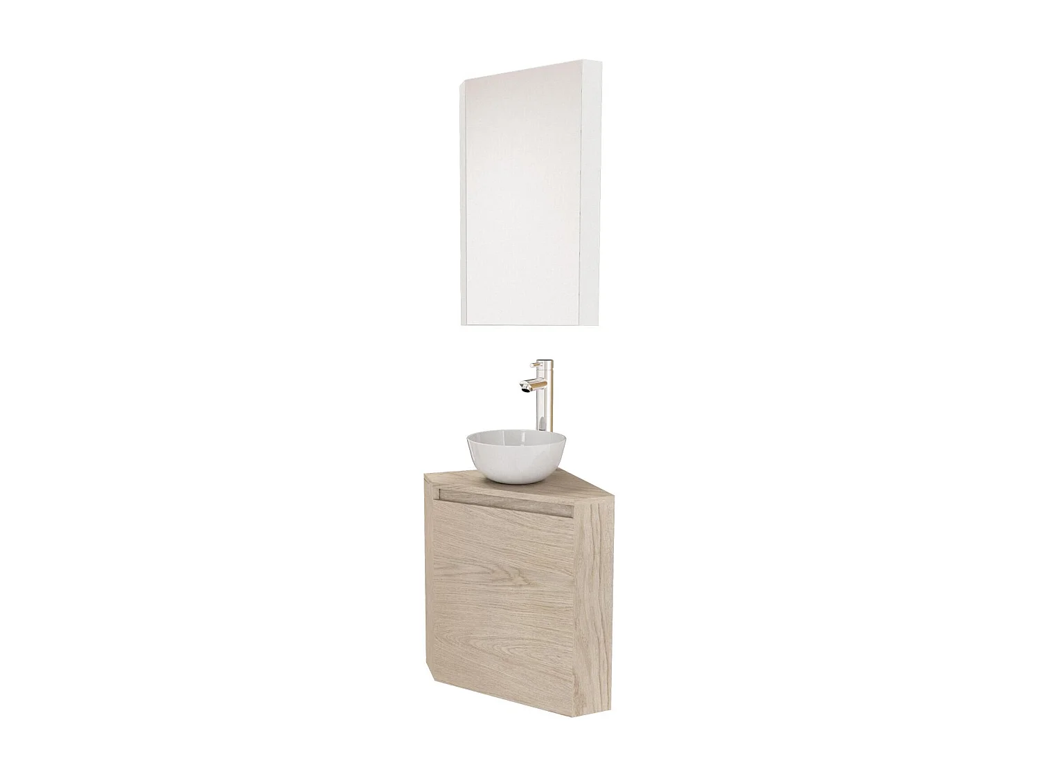 Meuble lave-mains d'angle SORRENTO + vasque + robinet + armoire
