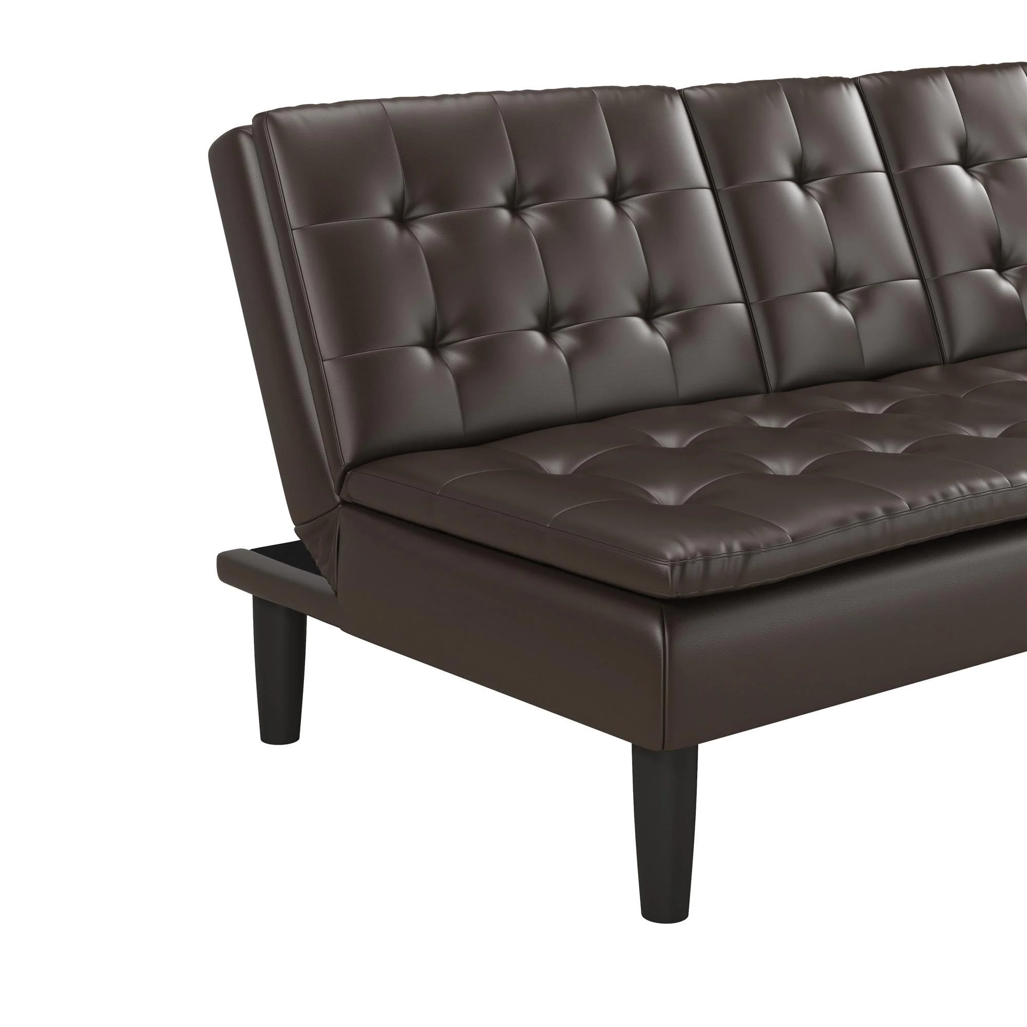 Mainstays Memory Foam 71.5" Futon with Cupholder and USB, Black Faux Leather - Image 69