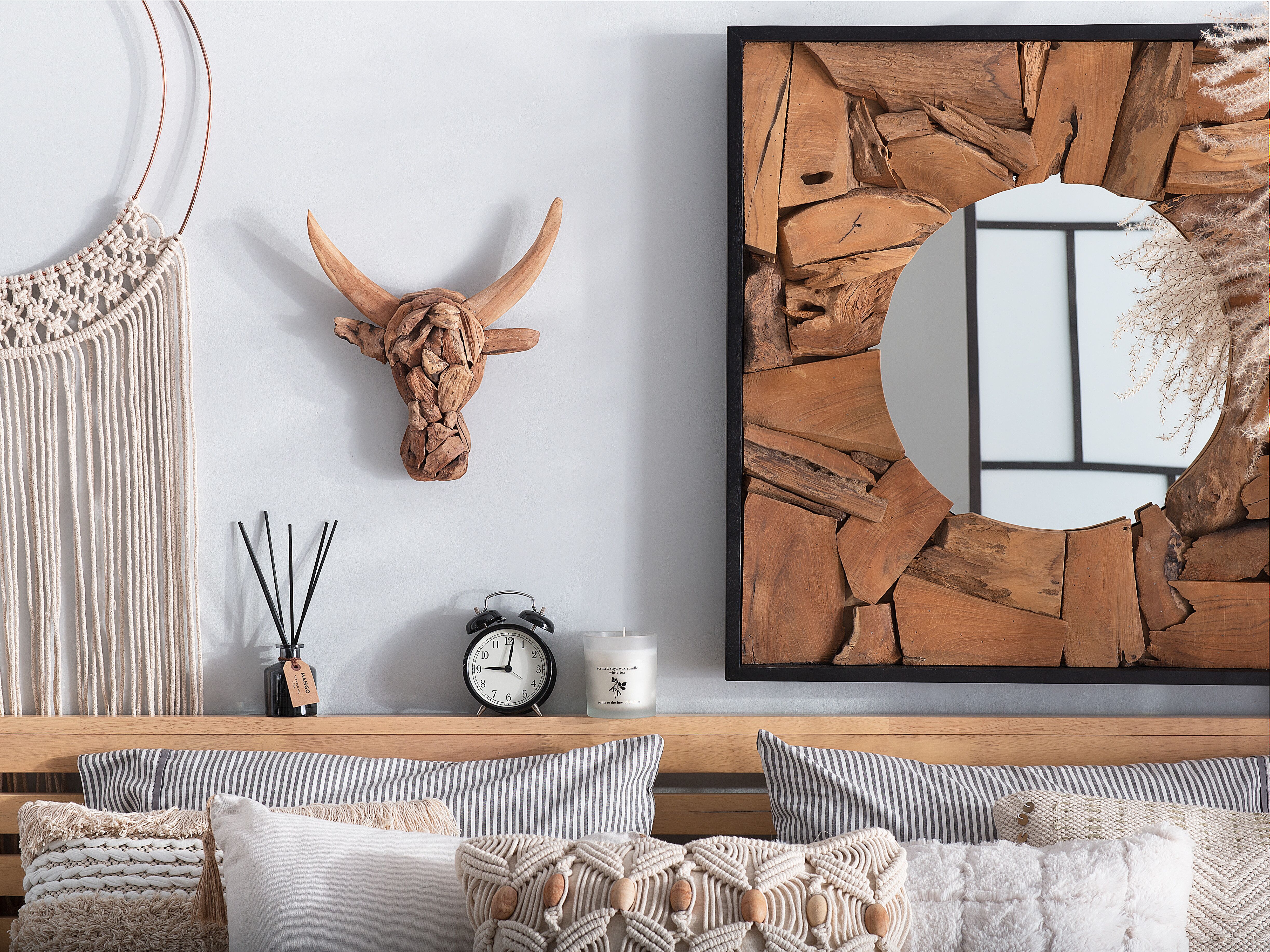 Wall Figurine Bull BULL HEAD Teak Wood 34 cm Brown