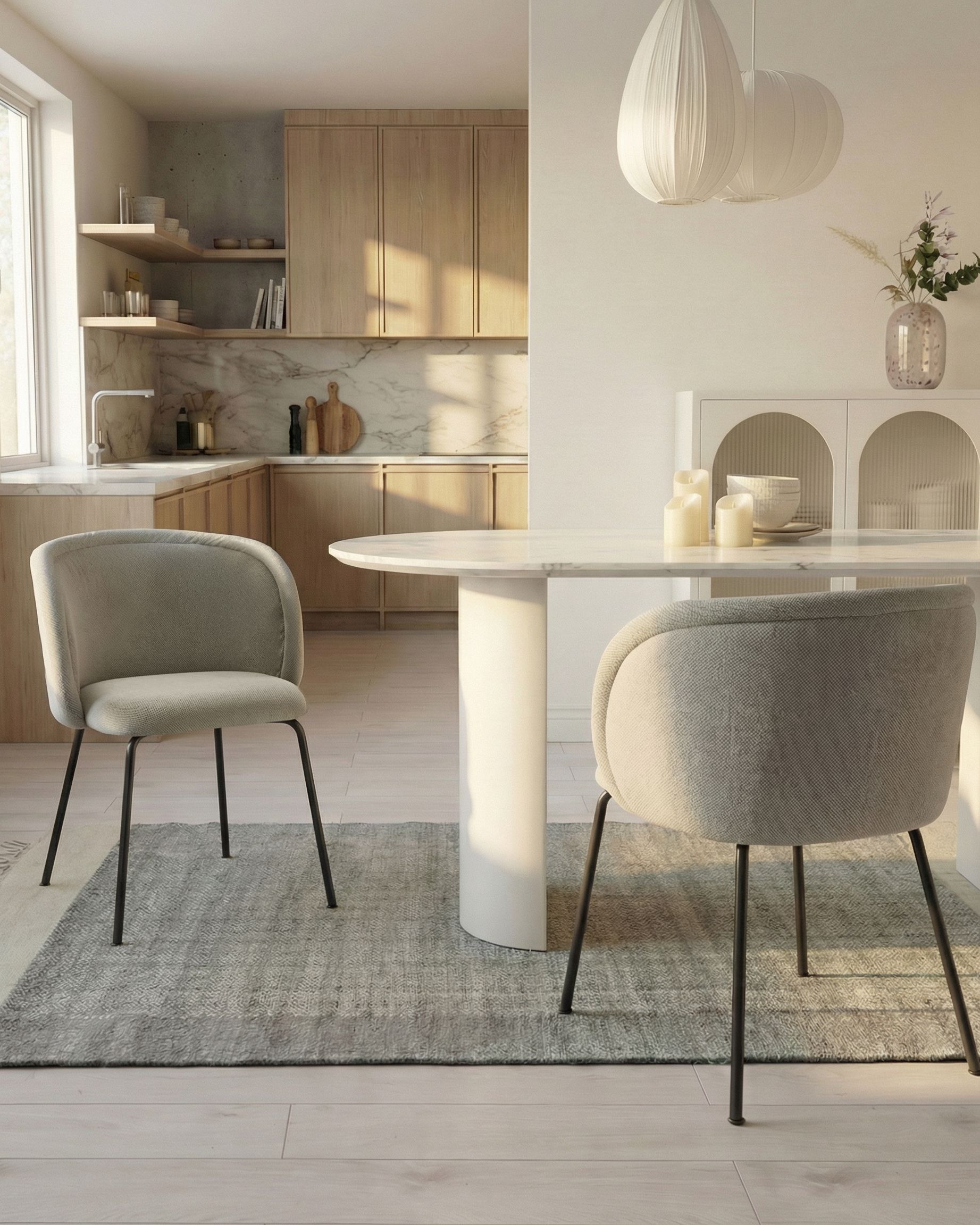 Set of 2 Dining Chairs SARASOTA Fabric Off-White