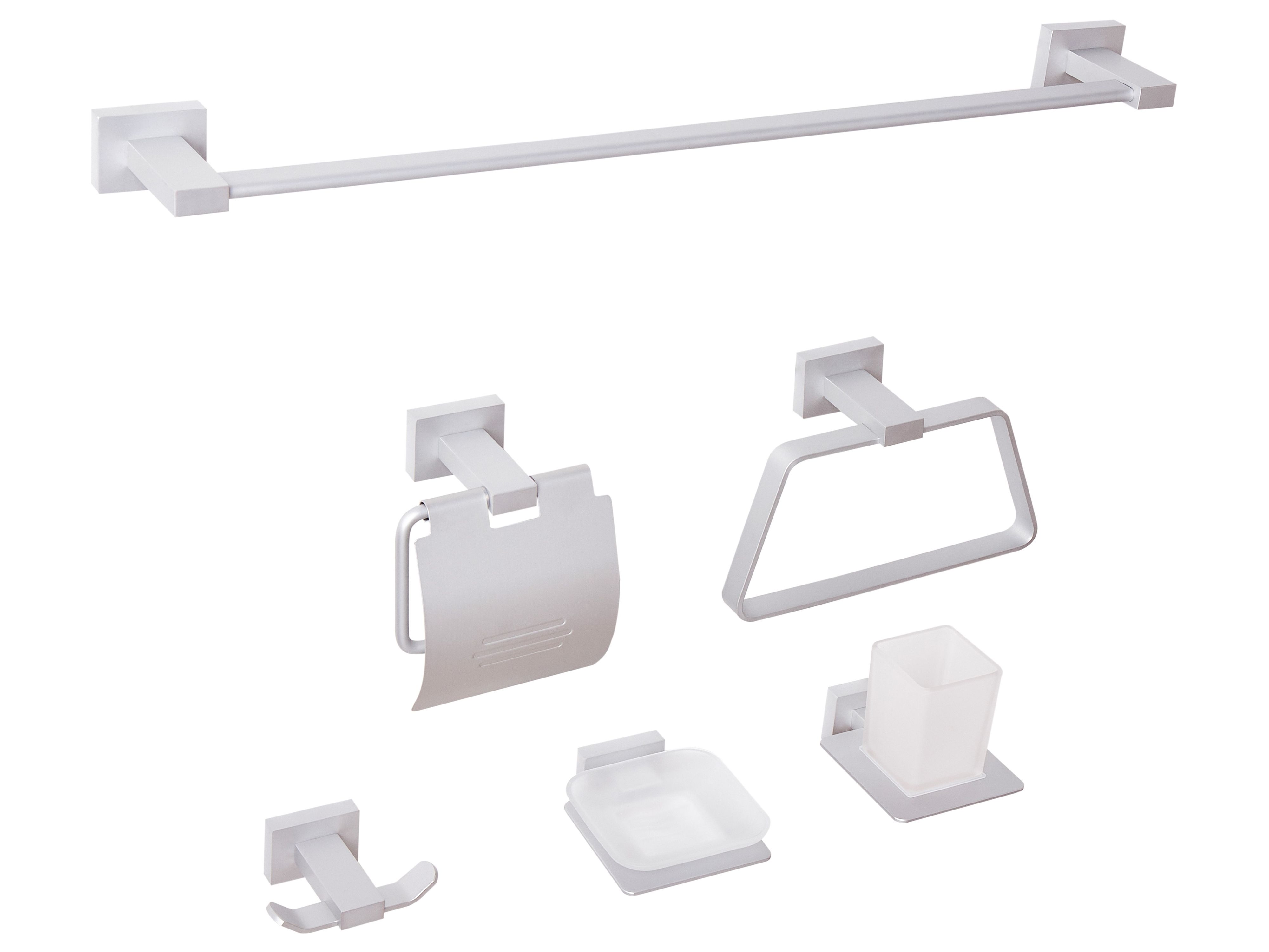 6-Piece Bathroom Hardware Set RIOHACHA with Towel Bars and Hooks Silver