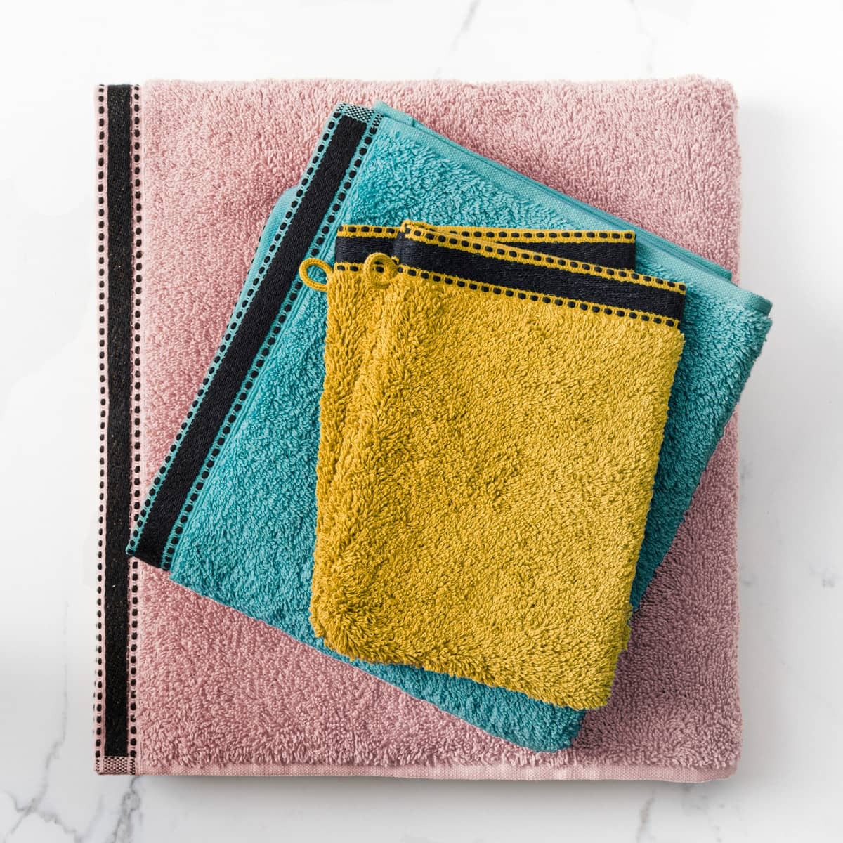 Set of 2 flannels "Joia" Mustard yellow, 15x21 cm, 550 g/m&sup2;