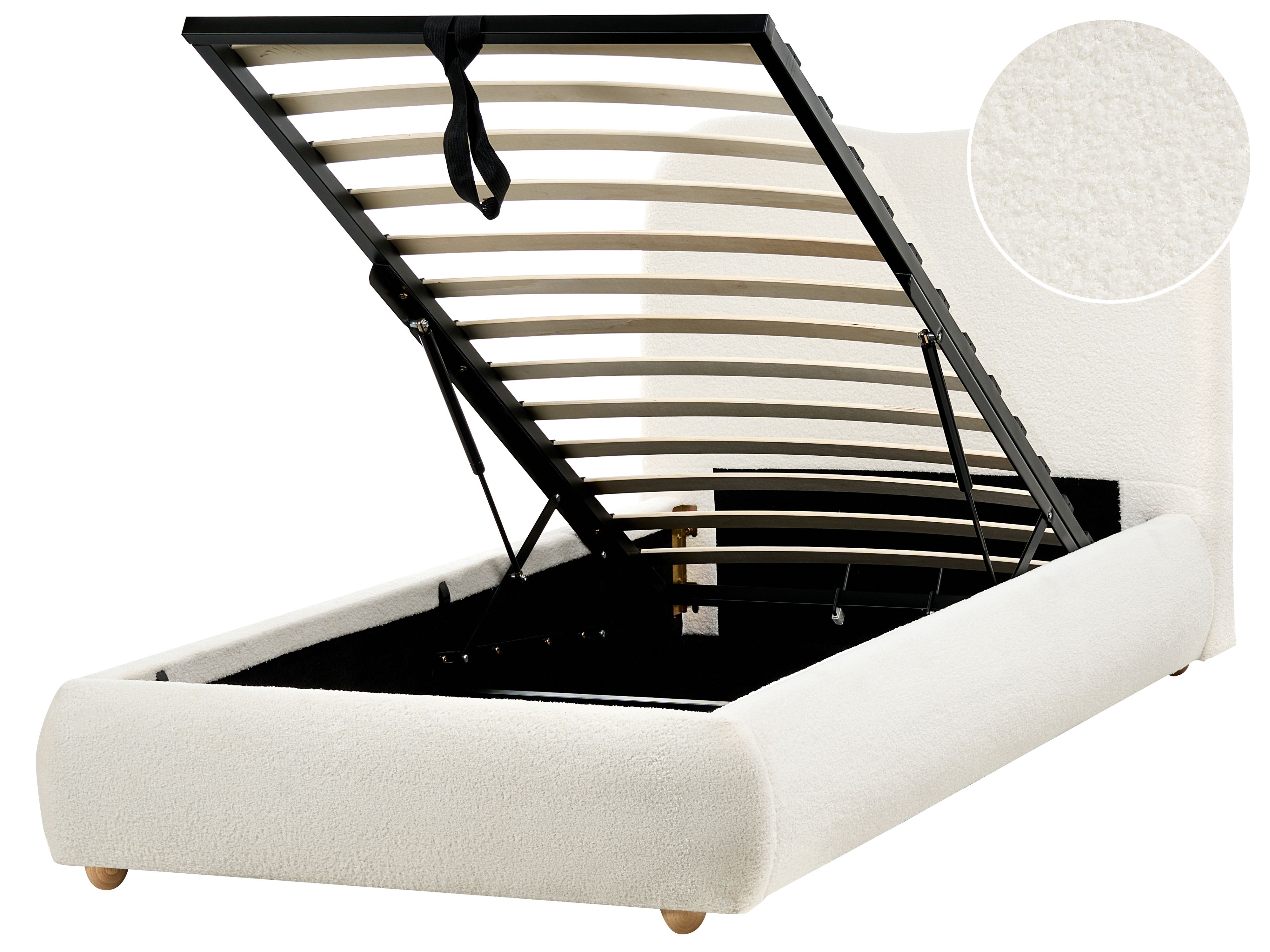 Ottoman Bed Boucle BLAGNAC 90 x 200 cm (EU Single) Off-White
