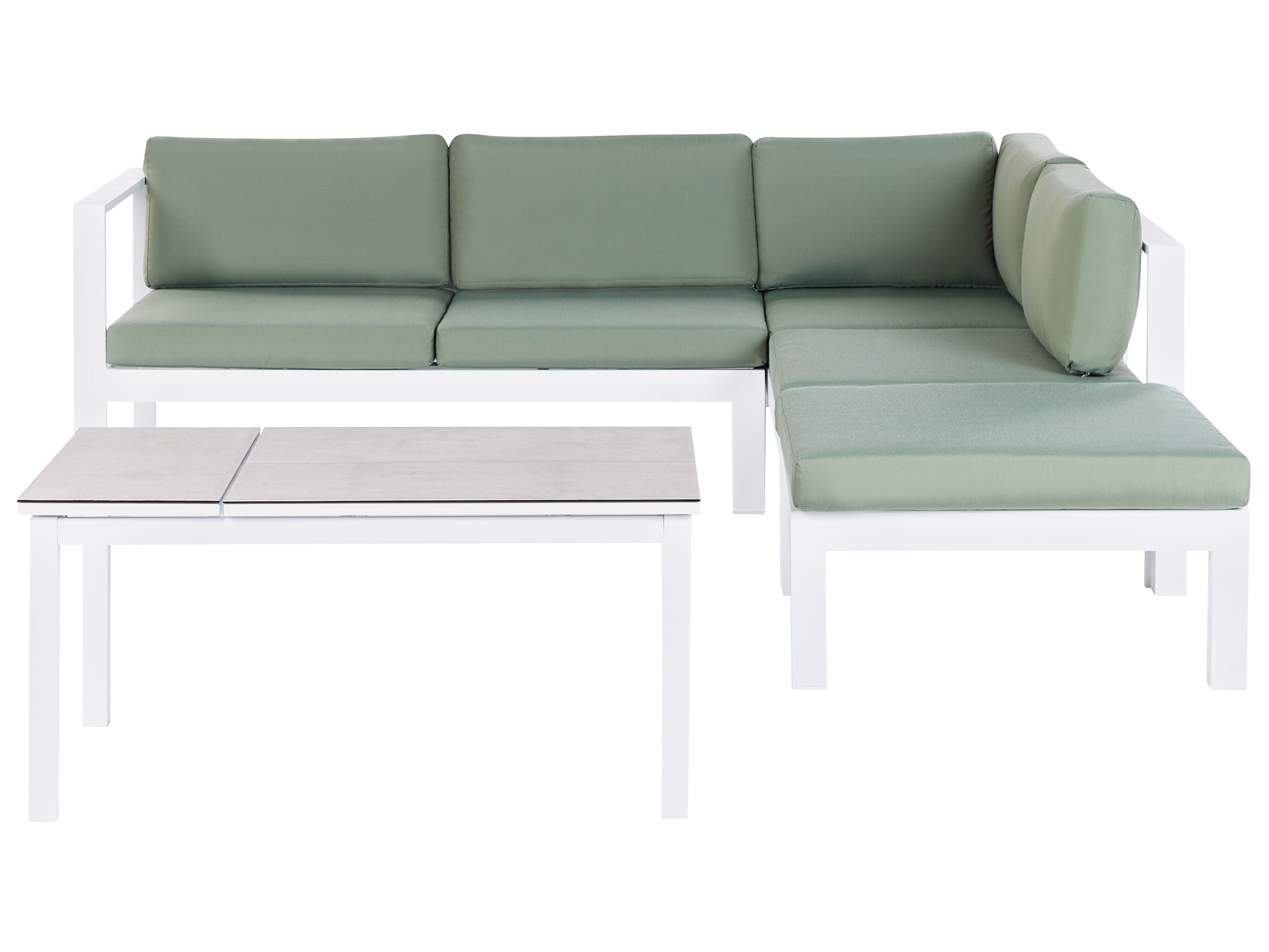 Garden Corner Sofa with Table 5 Seater MESSINA Left Hand Metal Green