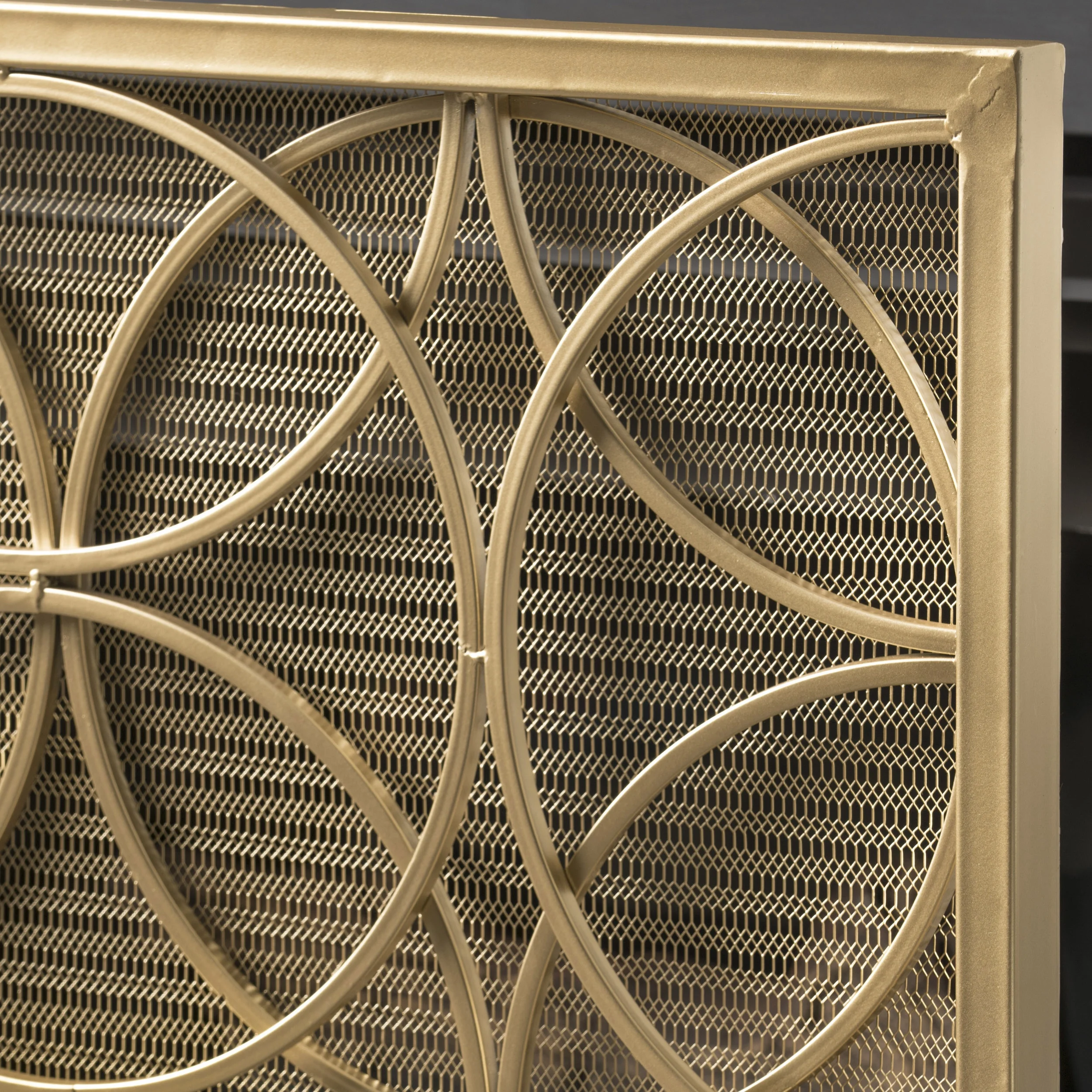 Noble House Emmilou Iron Single Panel Fireplace Screen, Gold - Image 5