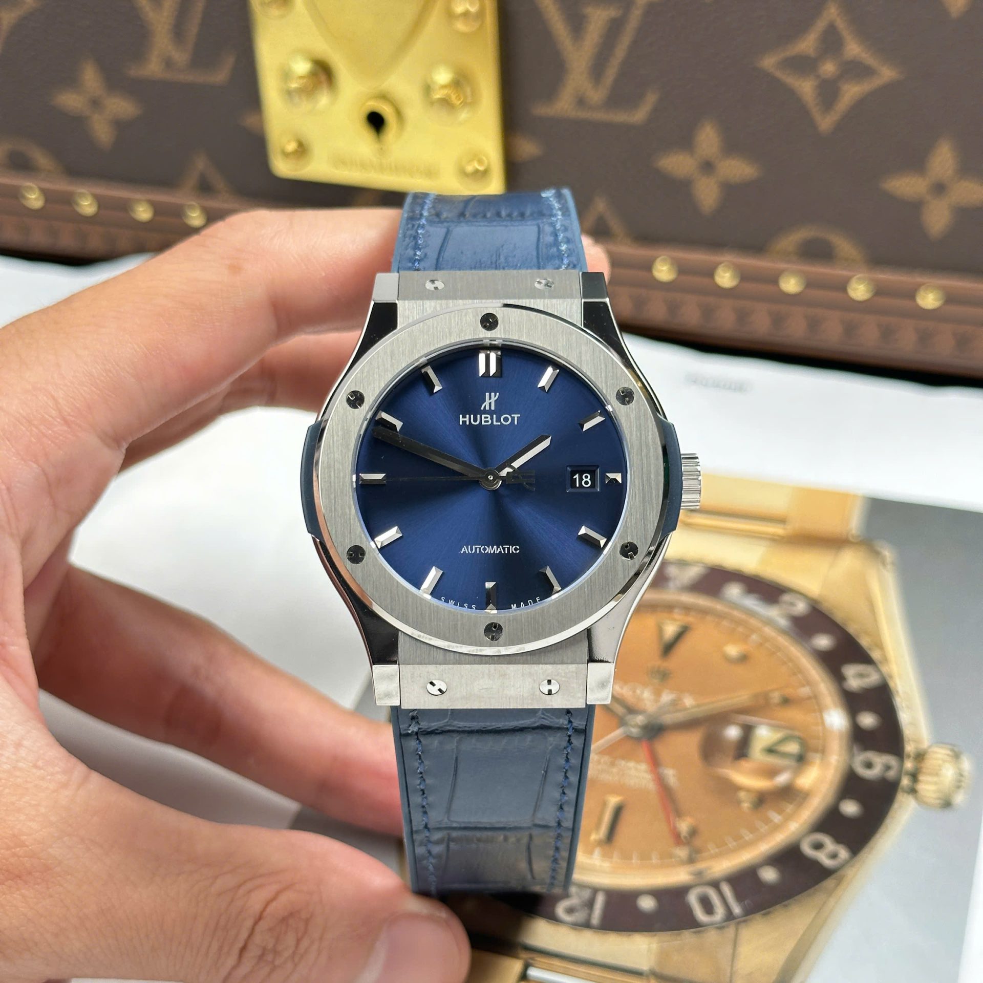 Hublot Classic Fusion Titanium Imitation Watches Blue Dial Weight 84 Grams Super Light JJZ Factory 42mm - Top club