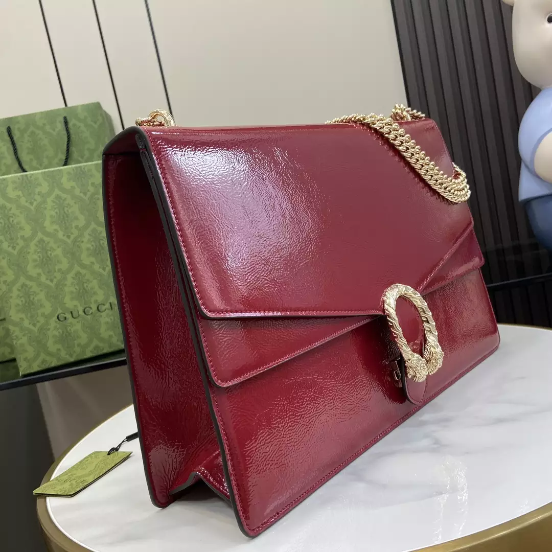 Dionysus Large Shoulder Bag in Rosso Ancora Patent Leather1:1High-quality replica