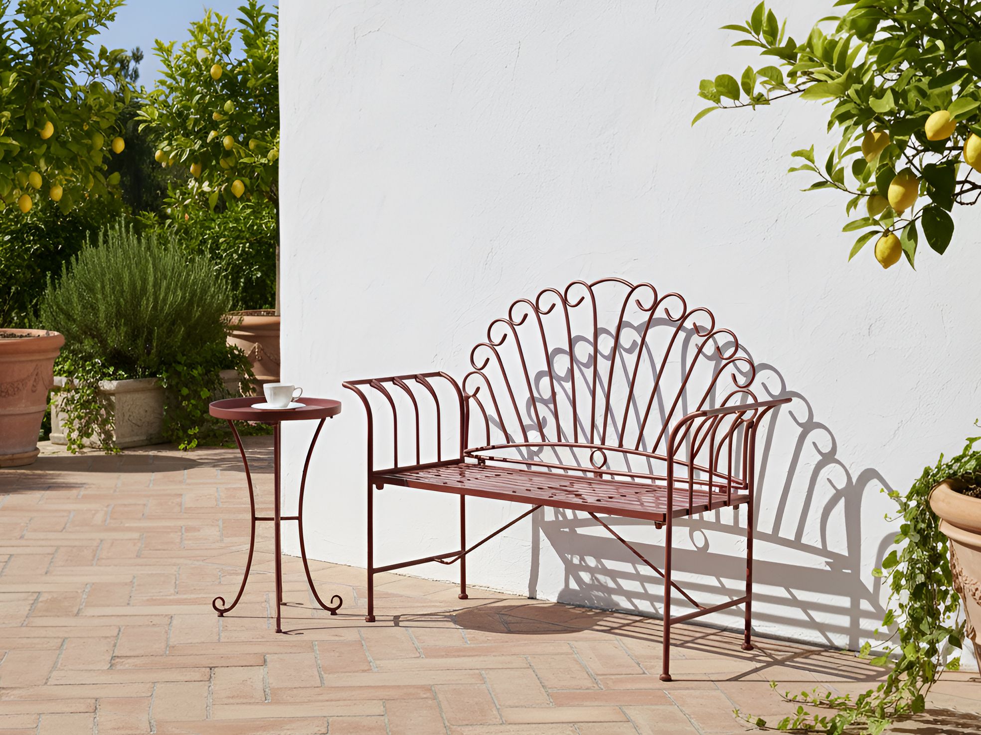 Garden Bench CAVINIA 125 cm Metal Burgundy