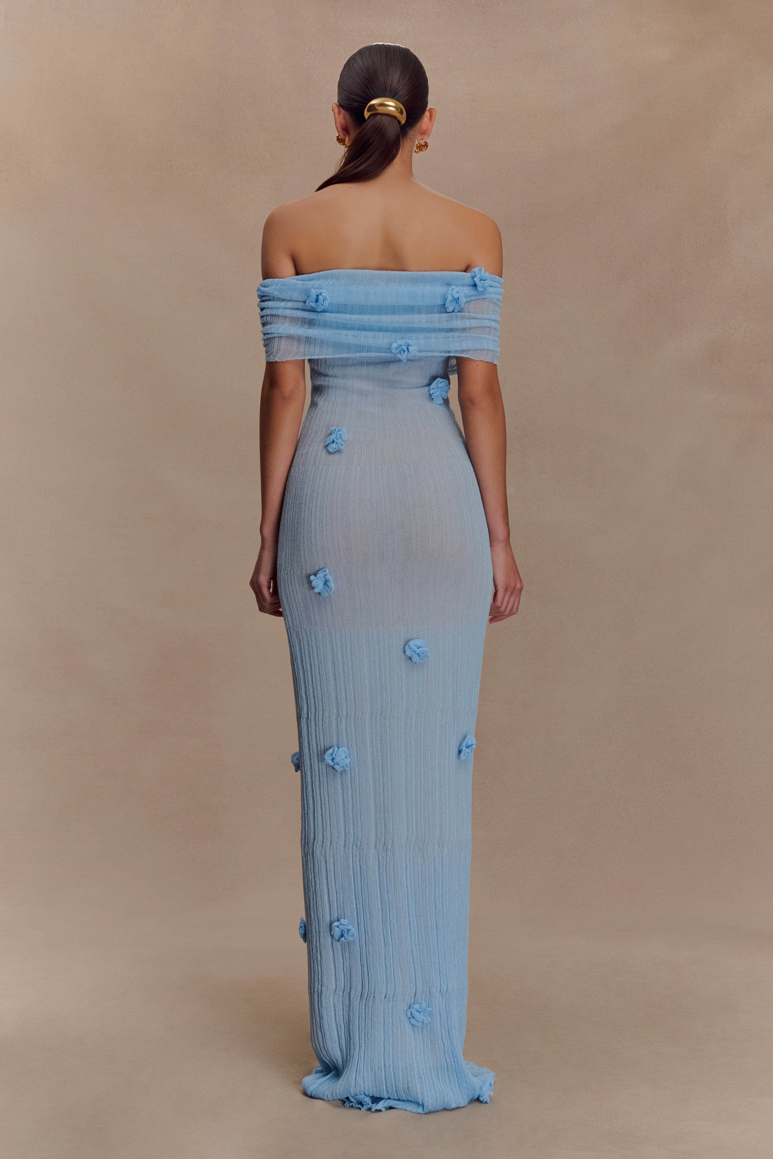 Brynn Orchid Knit Maxi Dress - Baby Blue