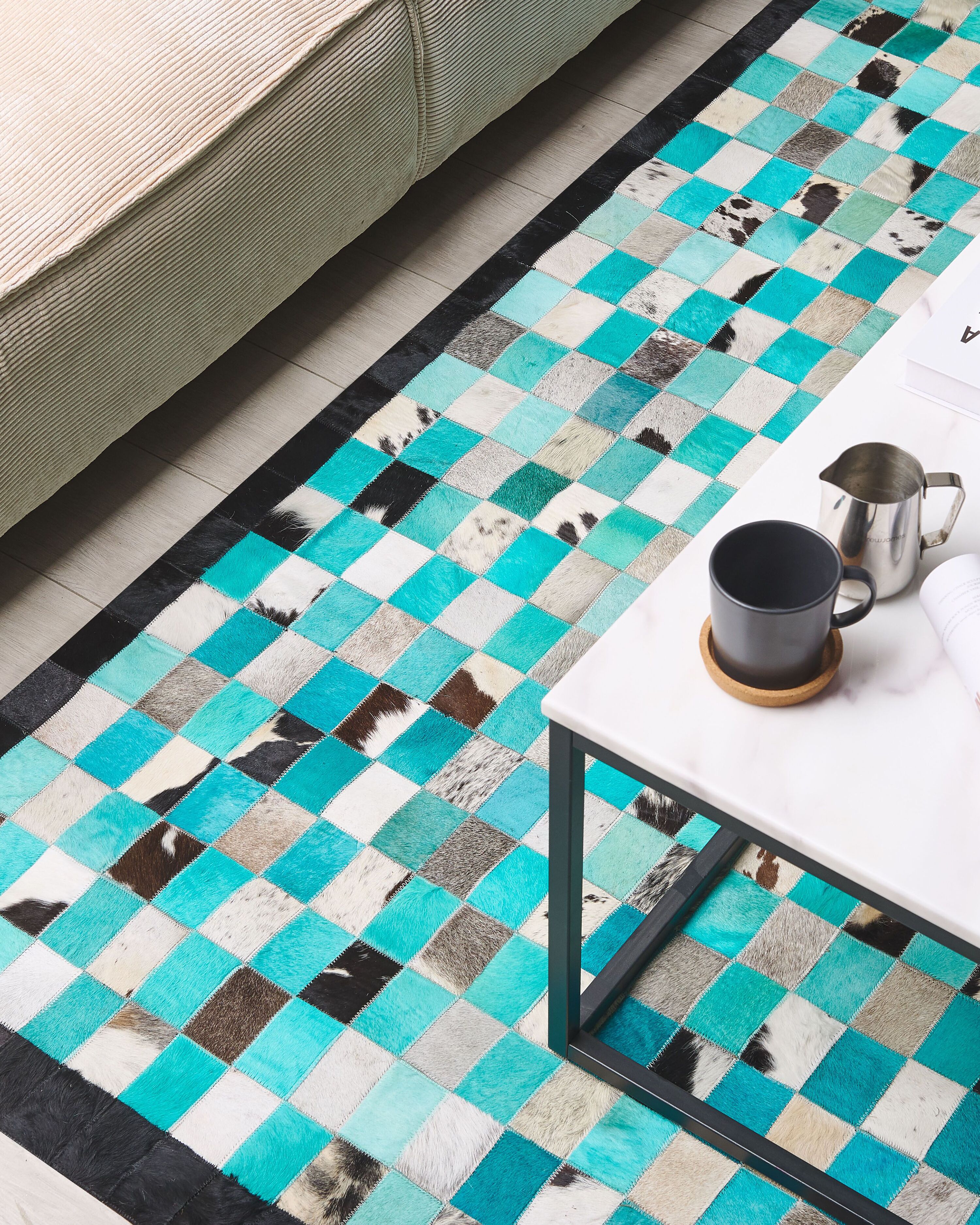 Rug NIKFER Turquoise 160 x 230 cm Leather
