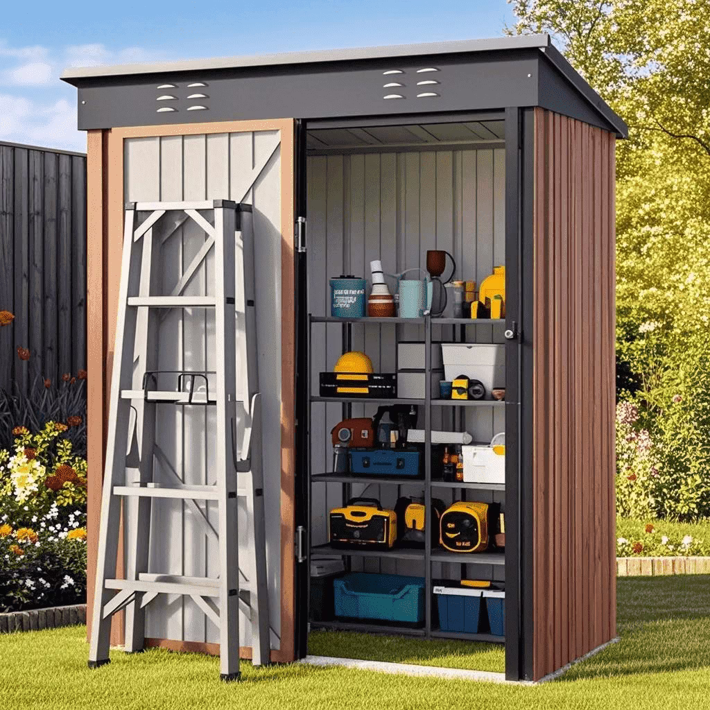5'x3' Outdoor Storage Shed, Lofka Metal Storage Tool Shed with Single Lockable Door, for Bike| Garden Tools| Patio, Grey - Image 3