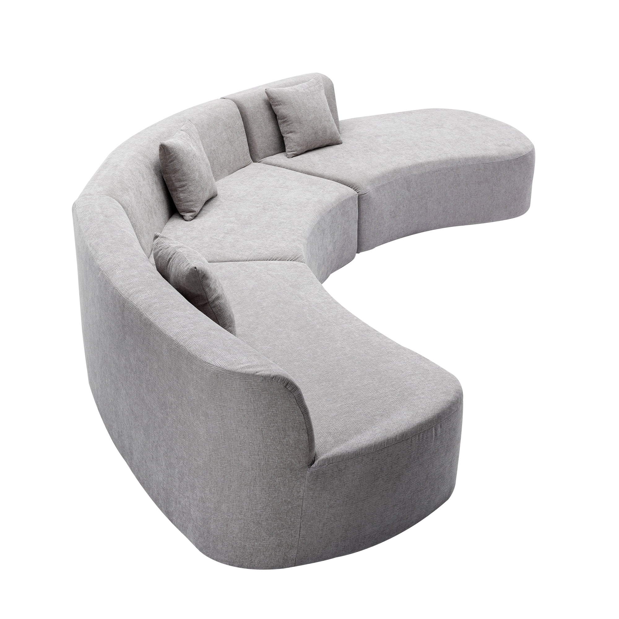 Harper & Bright Designs Modern Curved Floor Sofa Set, Modular Sectional Sponge Couch for Living Room, 2 PC Free Combination No Assembly Foam-Filled Sofa, Beige - Image 59