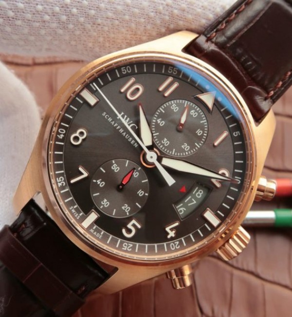 Replica IWC ZF Pilot Chrono RG IW387803 Leather Strap A7750 - Elite Watch Atelier