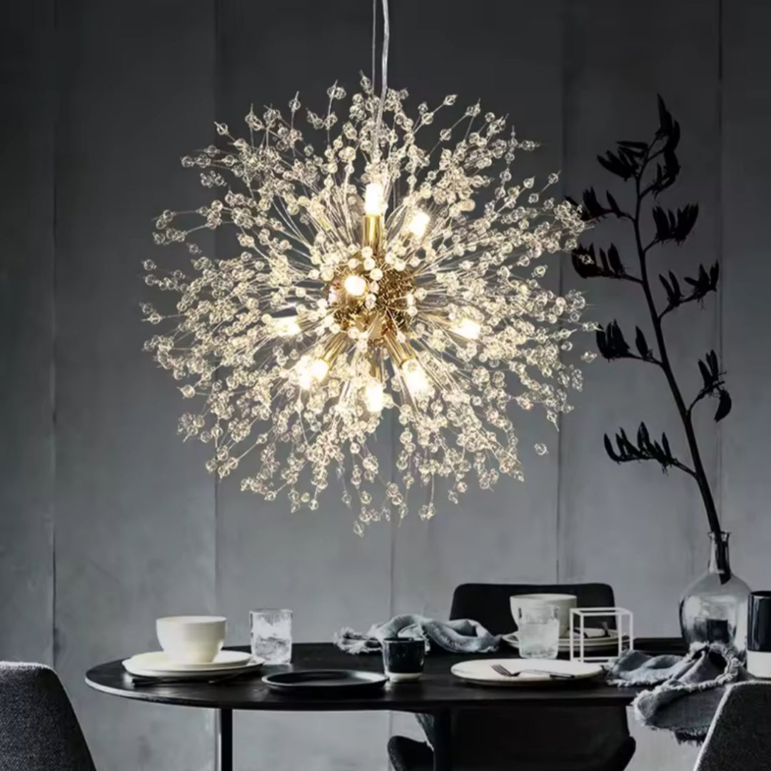 BloomLuxe – Paardenbloem Kristallen Kroonluchter in Elegant Design