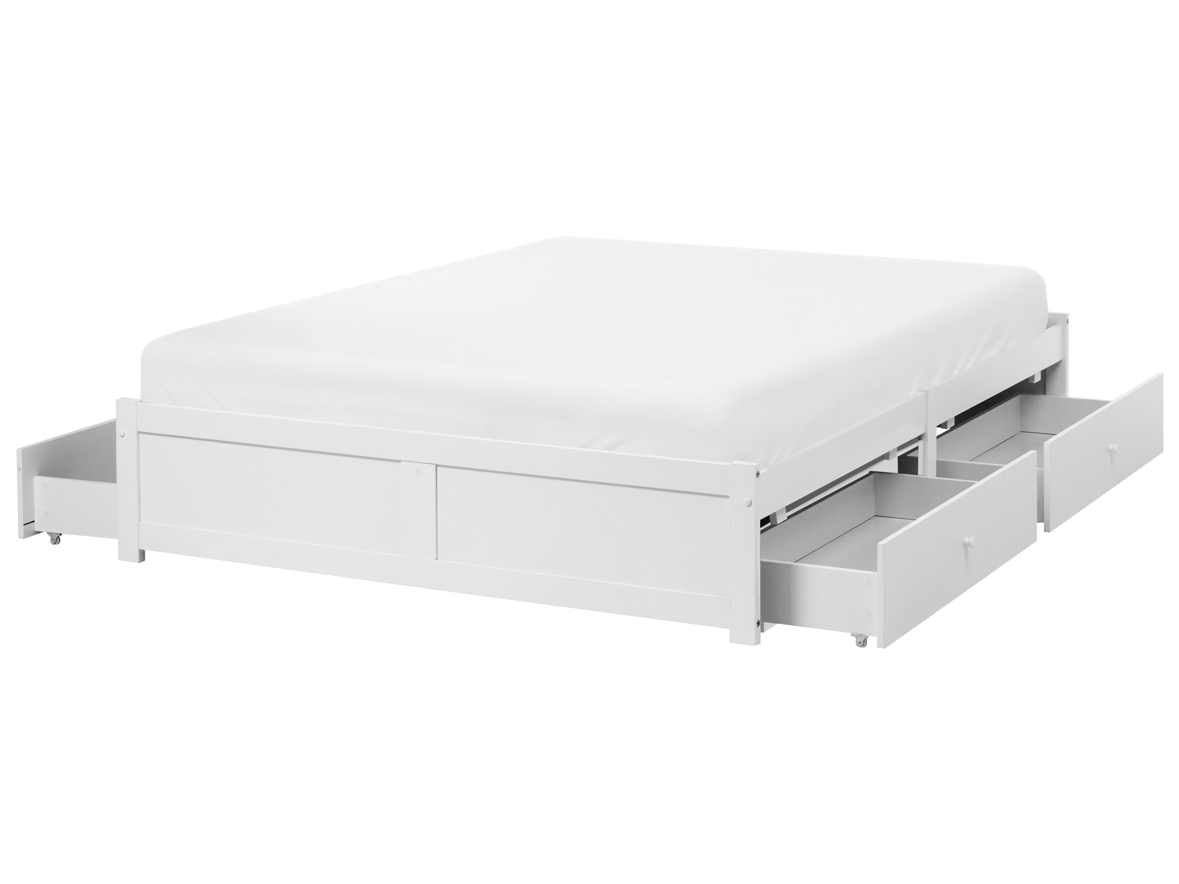 Bed with Storage Drawers without Headboard BRUX 180 x 200 cm (EU Super King) White