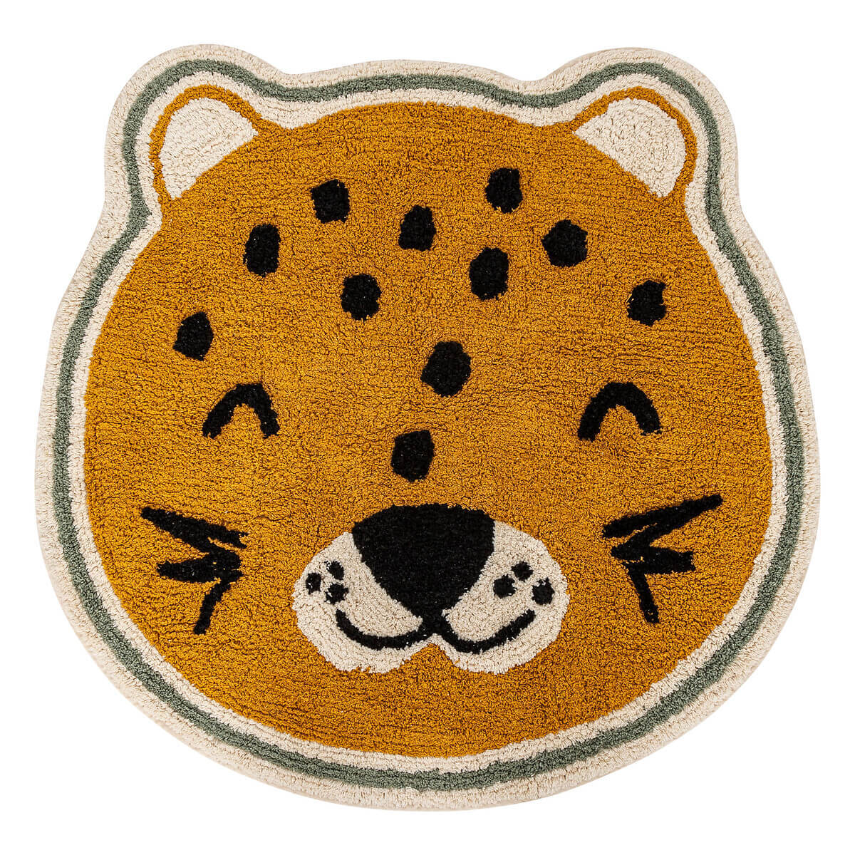 Leopard motif children's rug "Kori" Yellow ochre, D.90 cm